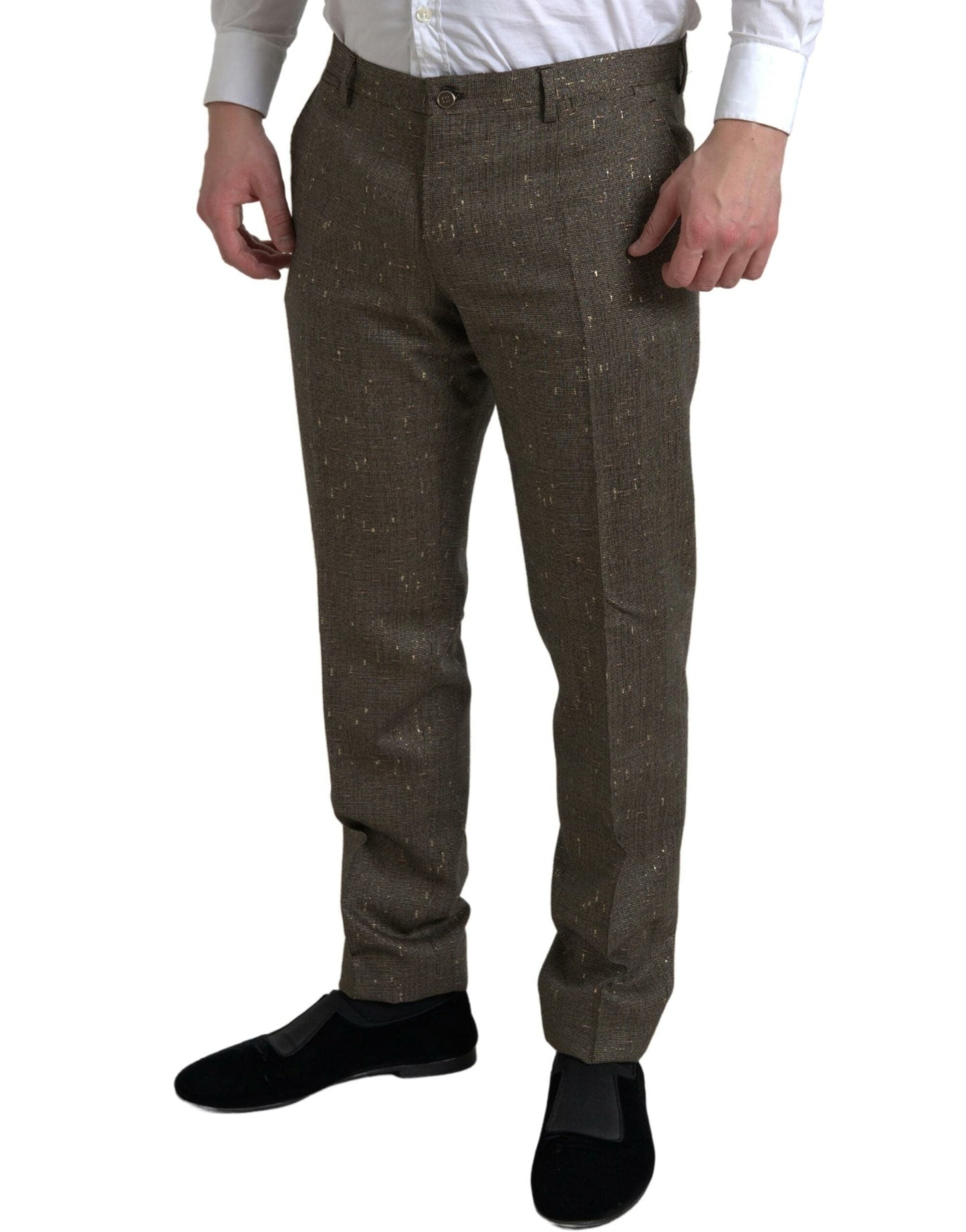 Dolce & Gabbana Brown Wool Dress Skinny Men Trouser Men's Pants