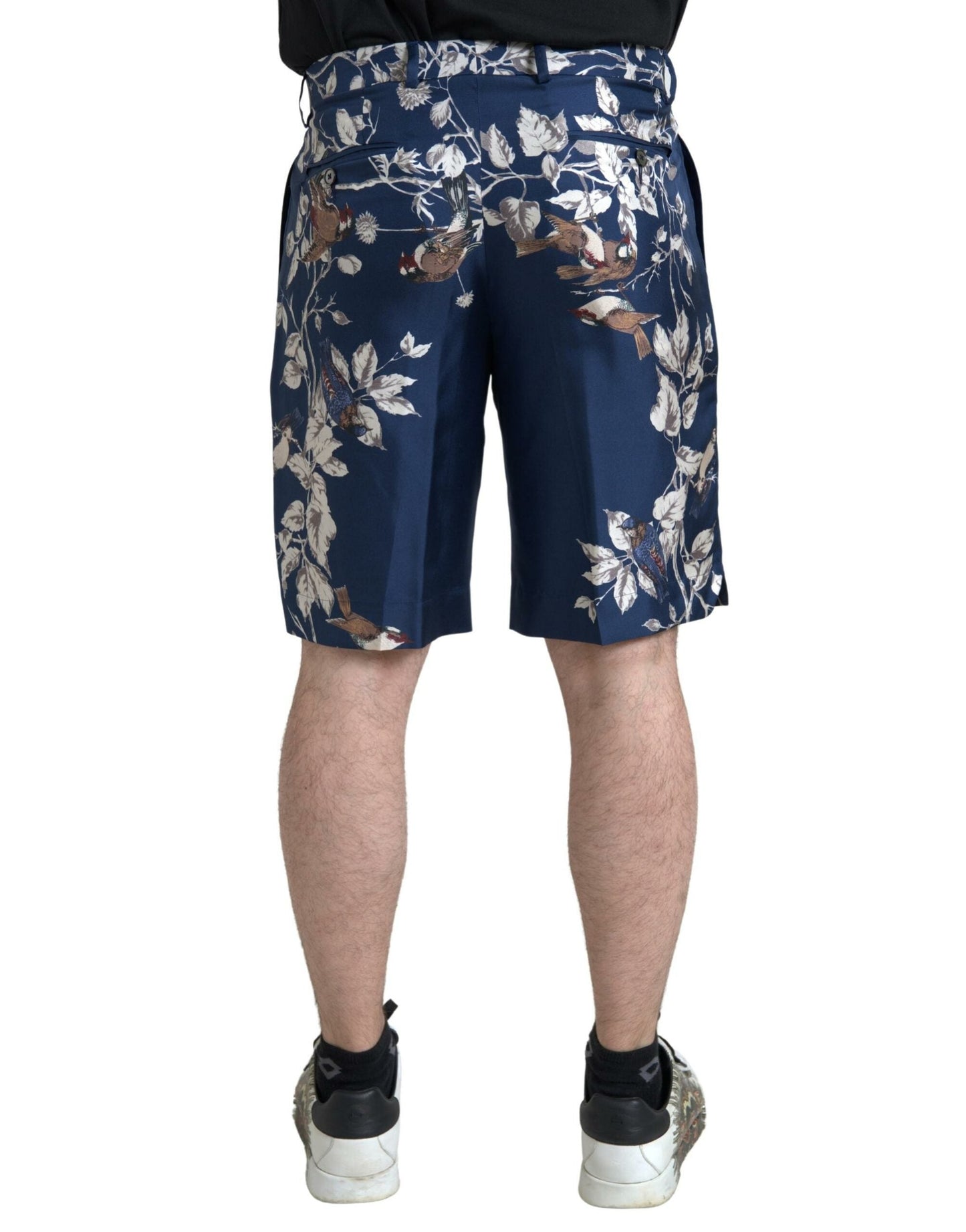 Dolce & Gabbana Blue Floral Print Silk Men Bermuda Men's Shorts