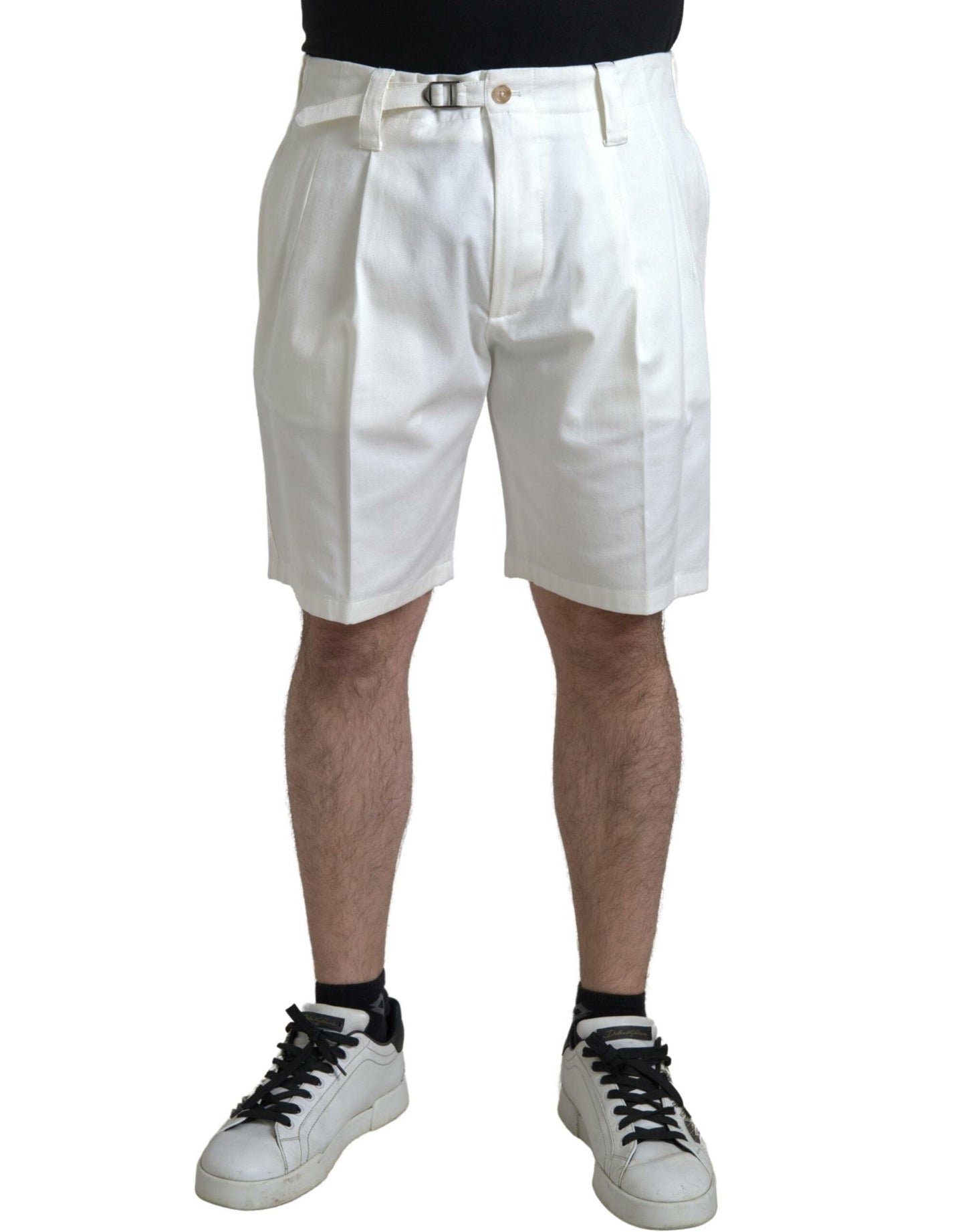 Dolce & Gabbana White Cotton Stretch Men Bermuda Denim Men's Shorts