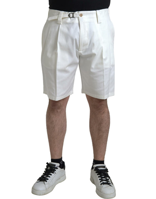 Dolce & Gabbana White Cotton Stretch Men Bermuda Denim Men's Shorts