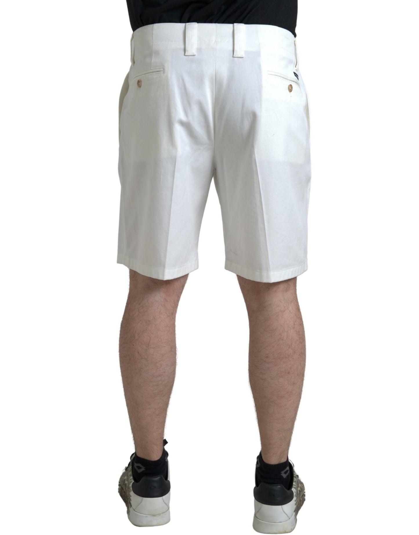 Dolce & Gabbana White Cotton Stretch Men Bermuda Denim Men's Shorts