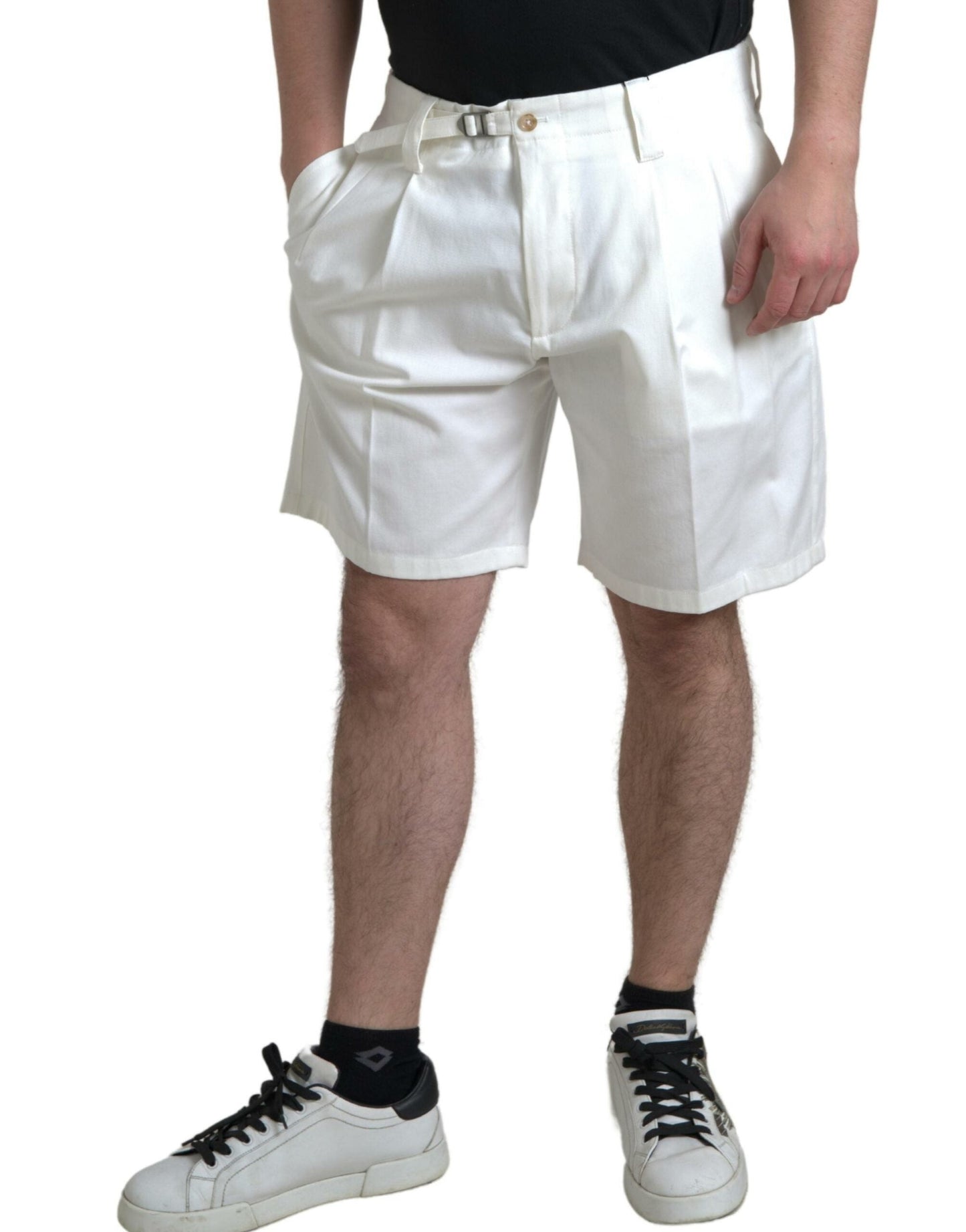 Dolce & Gabbana White Cotton Stretch Men Bermuda Denim Men's Shorts