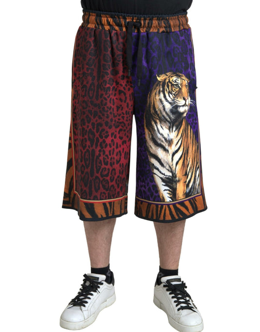 Dolce & Gabbana Multicolor Tiger Print Men Bermuda Men's Shorts
