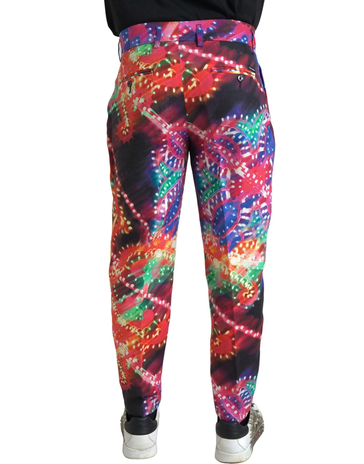 Dolce & Gabbana Multicolor Printed Linen Men Trouser Men's Pants