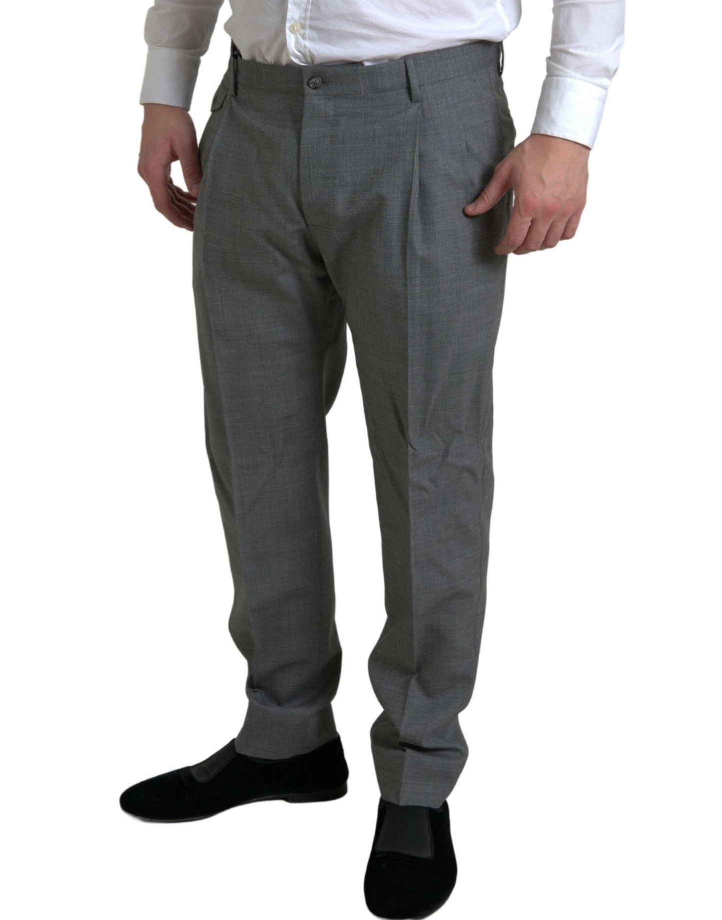 Dolce & Gabbana Gray Wool Chino Skinny Men Dress Trouser Men's Pants