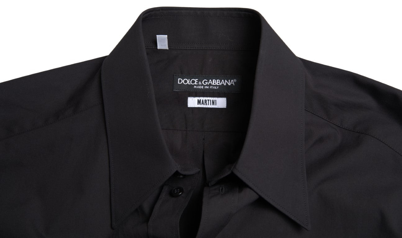 Dolce & Gabbana Black Cotton Men Long Sleeves MARTINI Men's Shirt