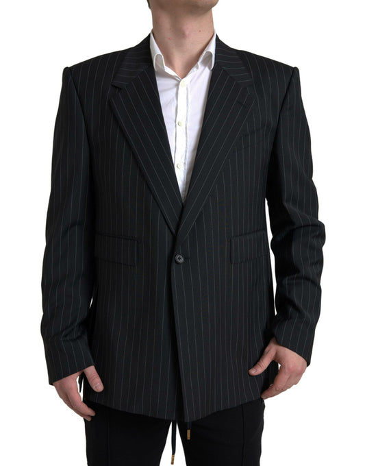 Dolce & Gabbana Black Stripe Single Breasted SICILIA Men's Blazer