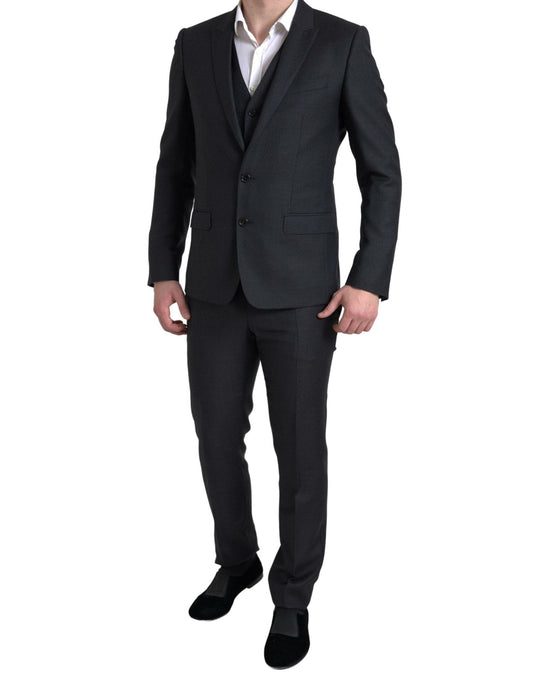 Dolce & Gabbana Black 3 Piece Single Breasted MARTINI Men's Suit