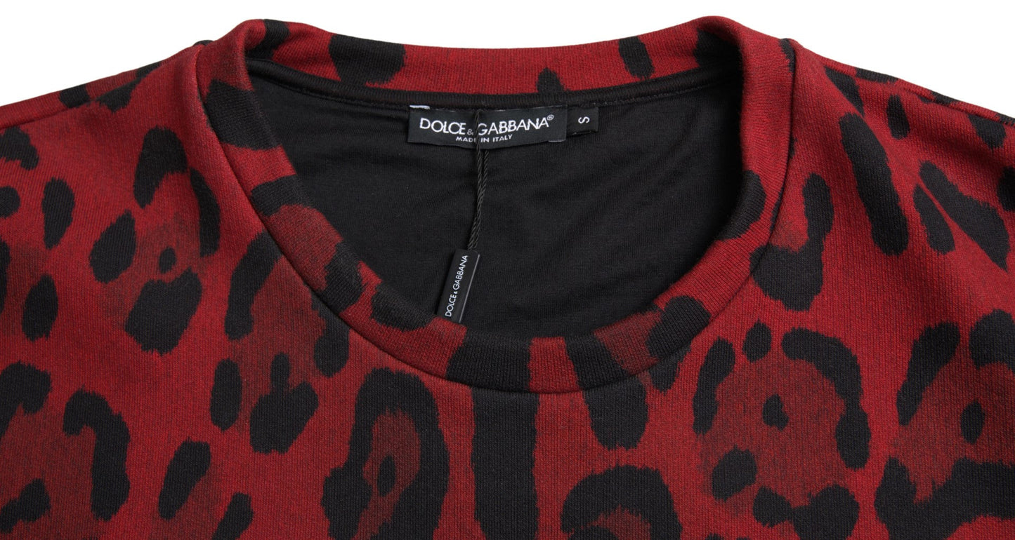 Dolce & Gabbana Red Leopard Cotton Sleeveless Tank Men's T-shirt