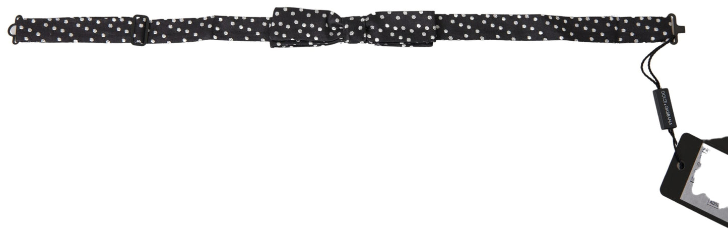 Dolce & Gabbana Black Polka Dot Silk Adjustable Men Neck Papillon Bow Men's Tie