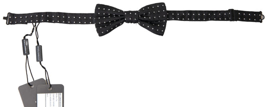 Dolce & Gabbana Black Polka Dot Silk Adjustable Men Neck Papillon Bow Men's Tie
