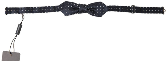 Dolce & Gabbana Blue Polka Dot Silk Adjustable Men Neck Papillon Bow Men's Tie