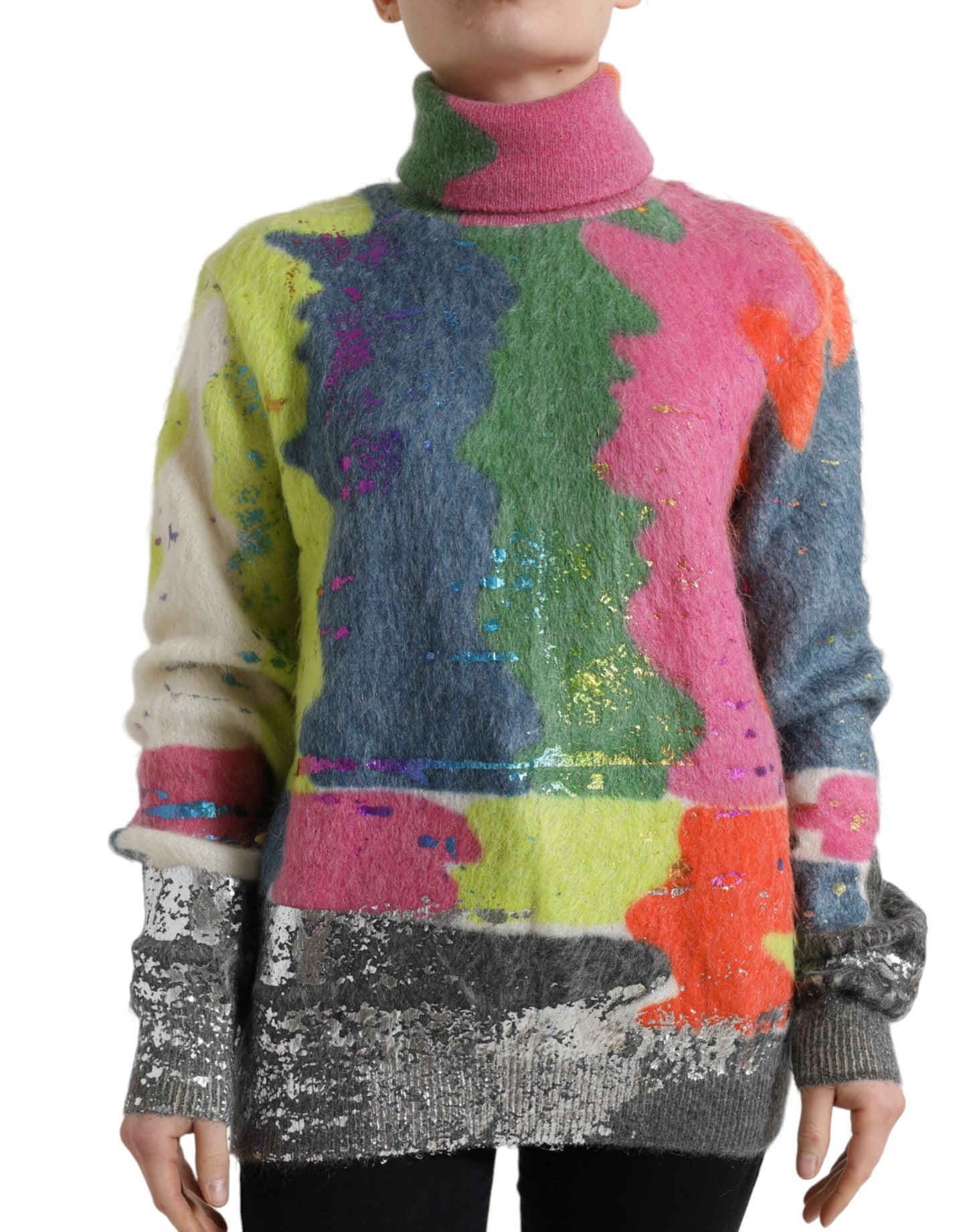 Dolce & Gabbana Multicolor Mohair Turtleneck Pullover Women's Sweater