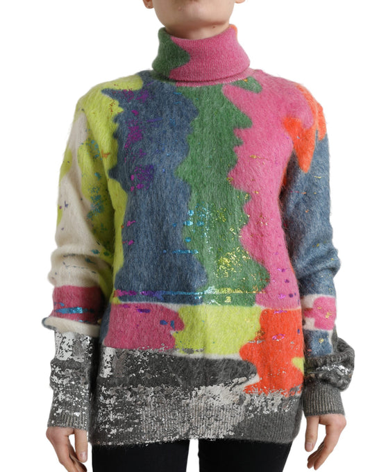 Dolce & Gabbana Multicolor Mohair Turtleneck Pullover Women's Sweater