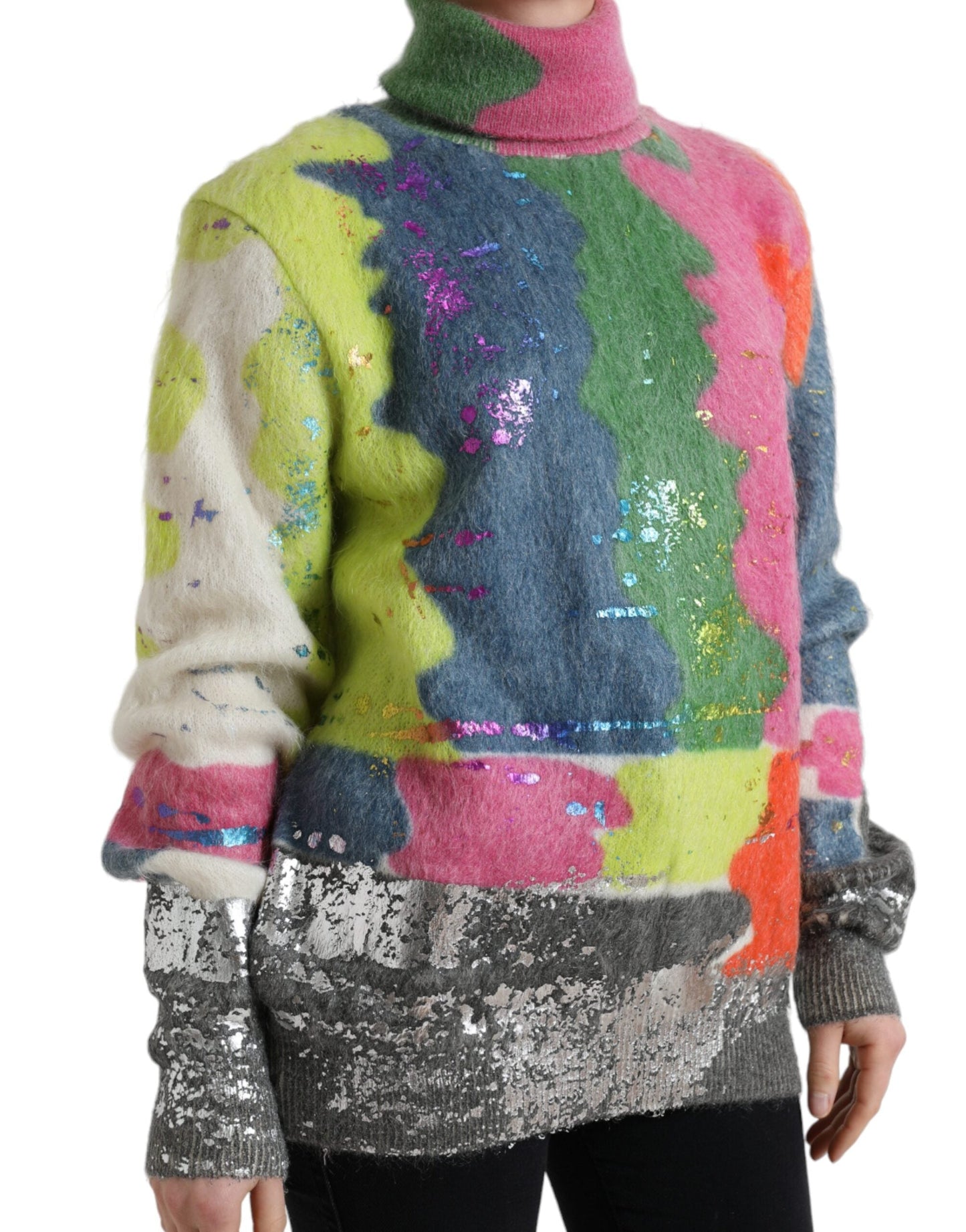Dolce & Gabbana Multicolor Mohair Turtleneck Pullover Women's Sweater