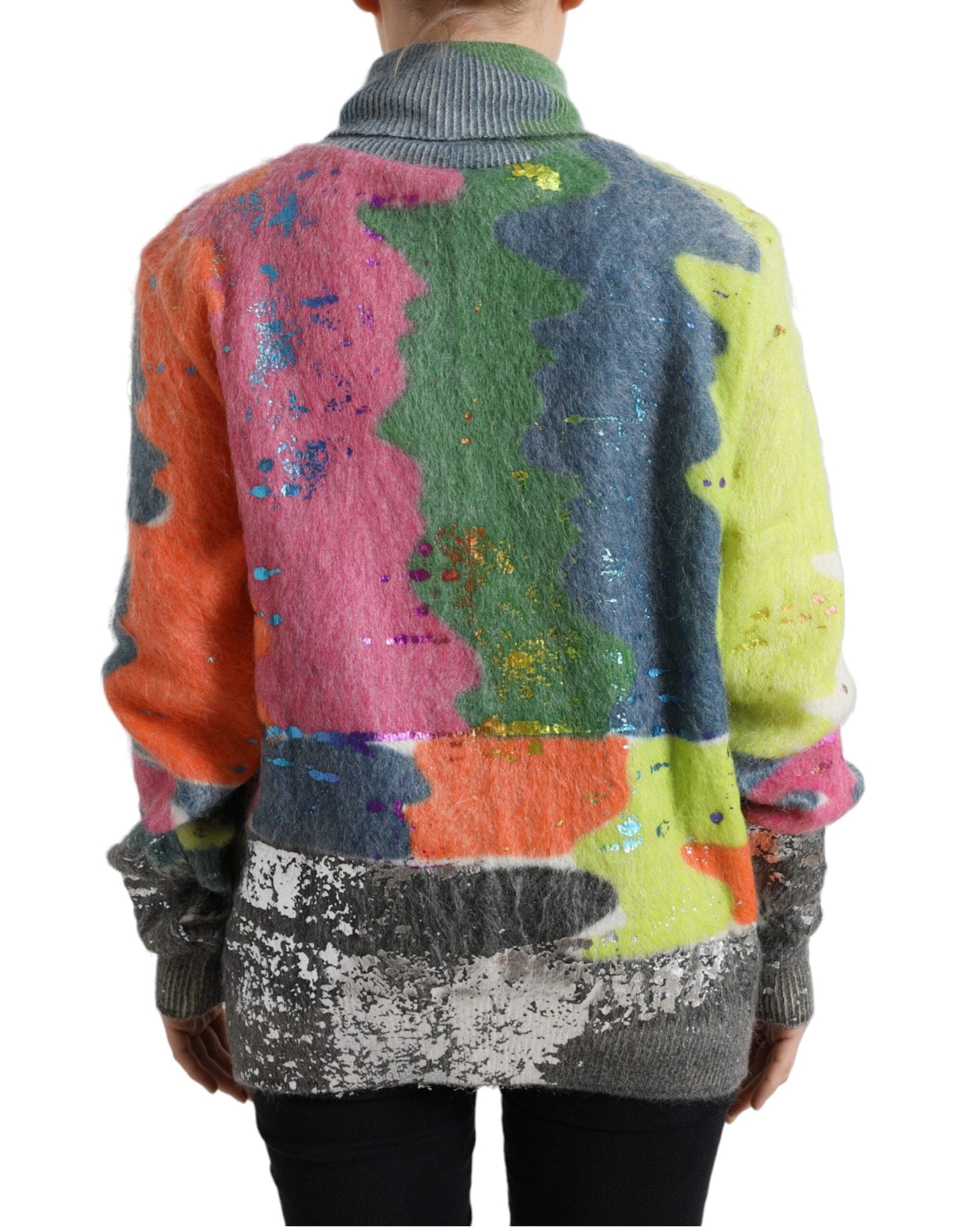 Dolce & Gabbana Multicolor Mohair Turtleneck Pullover Women's Sweater