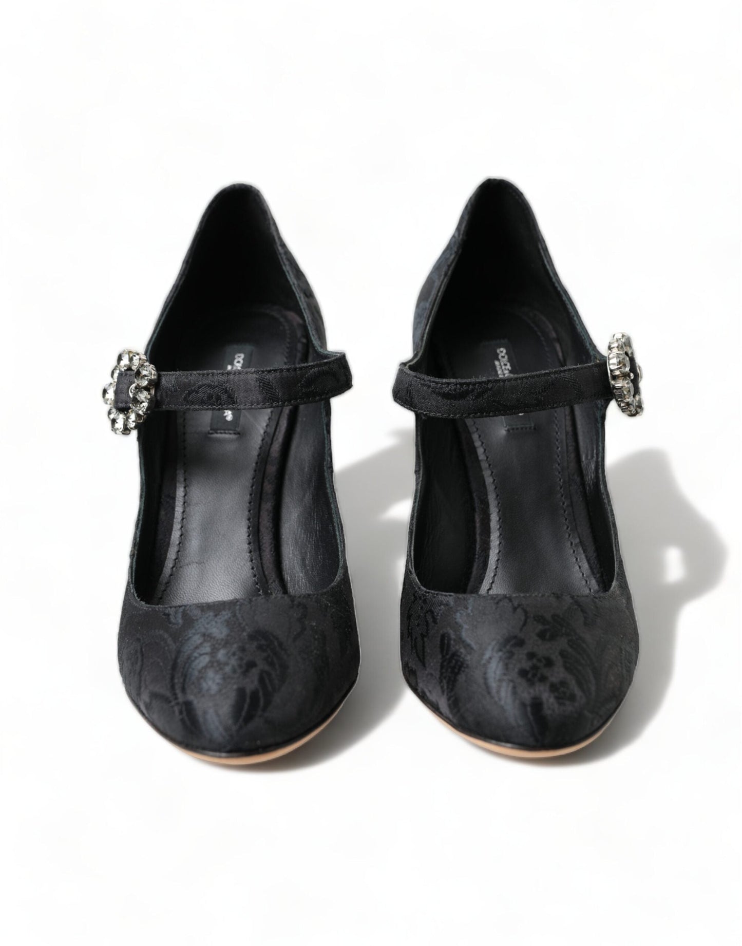 Dolce & Gabbana Black Brocade Mary Janes Heels Pumps Women's Shoes