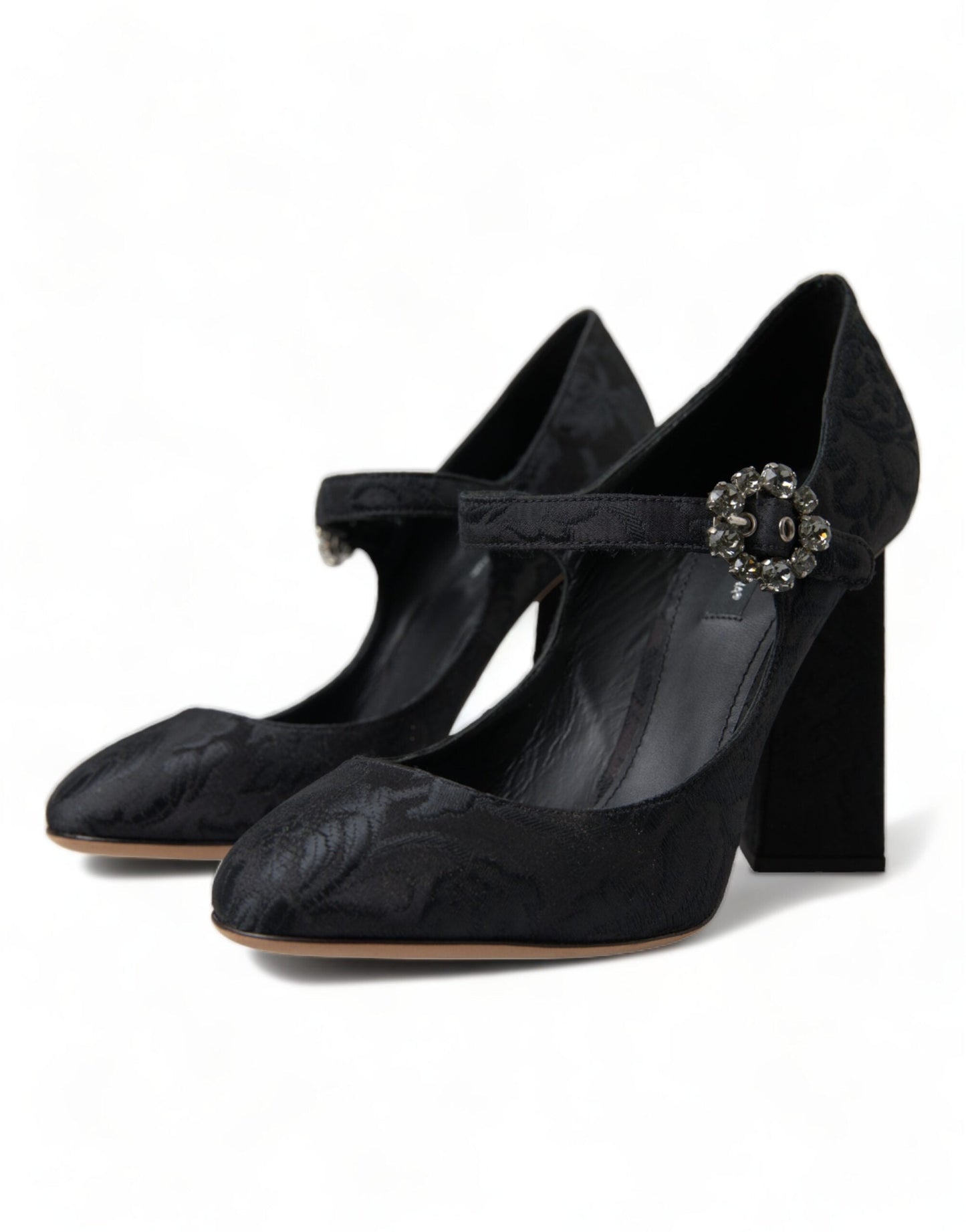 Dolce & Gabbana Black Brocade Mary Janes Heels Pumps Women's Shoes