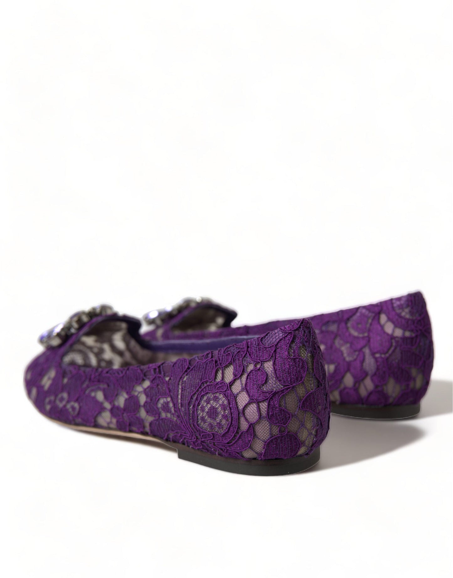 Dolce & Gabbana Purple Vally Taormina Lace Crystals Flats Women's Shoes