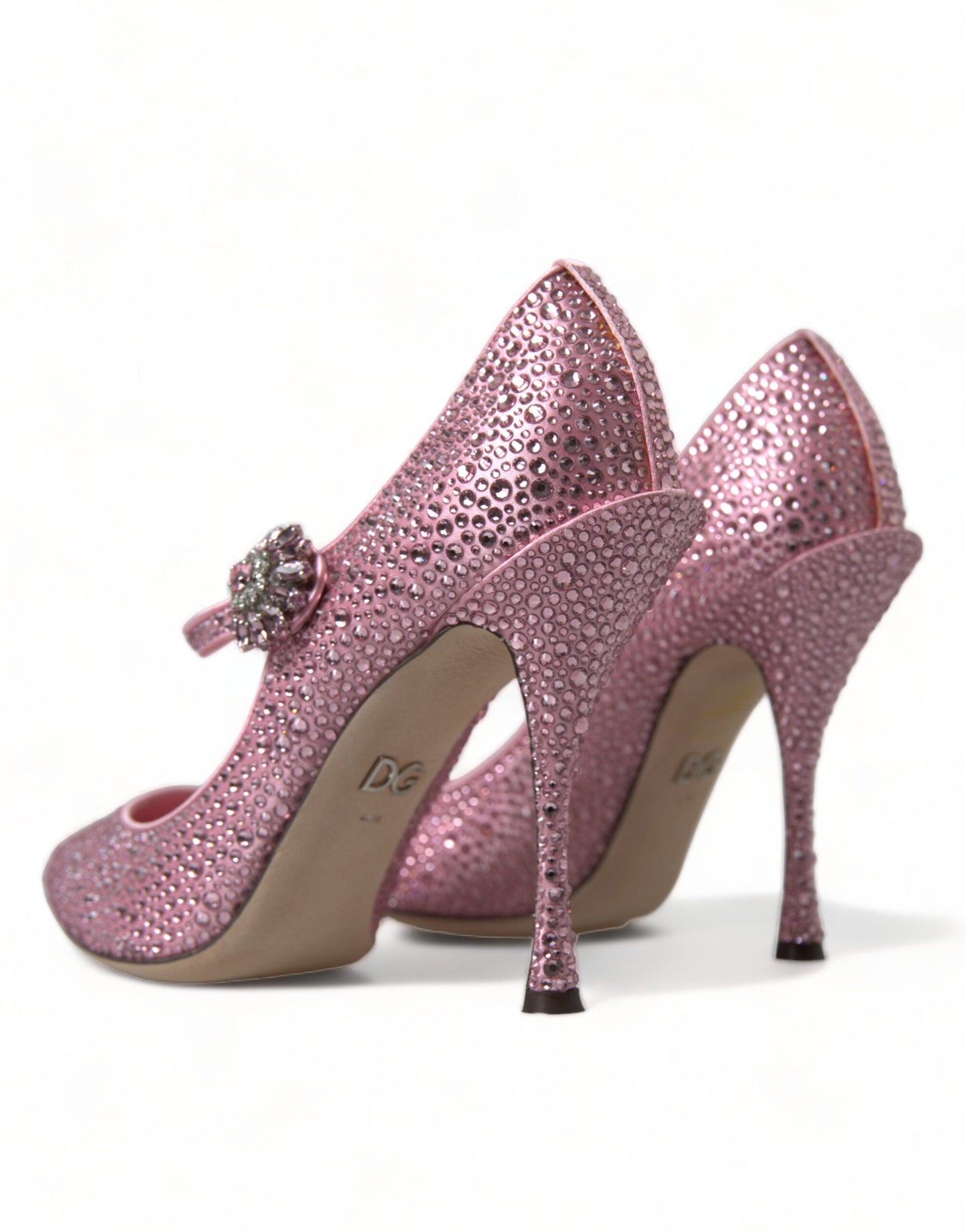 Dolce & Gabbana Pink Strass Crystal Heels Pumps Women's Shoes