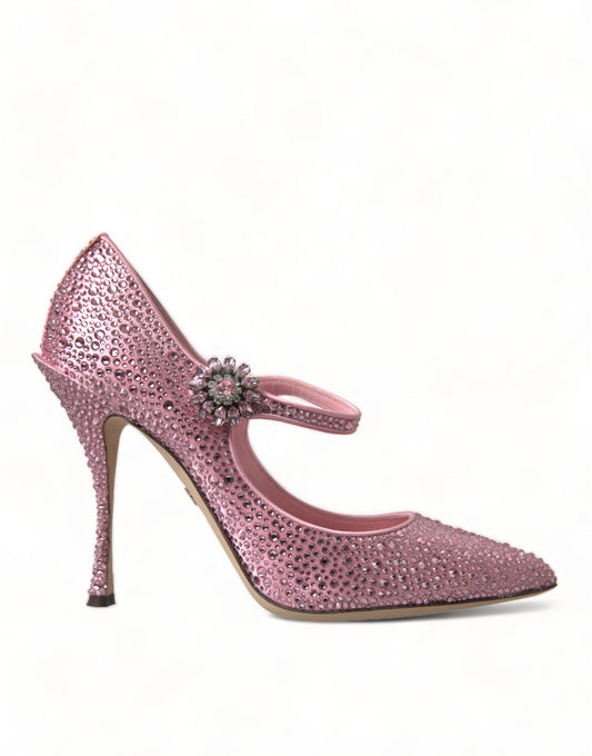 Dolce & Gabbana Pink Strass Crystal Heels Pumps Women's Shoes