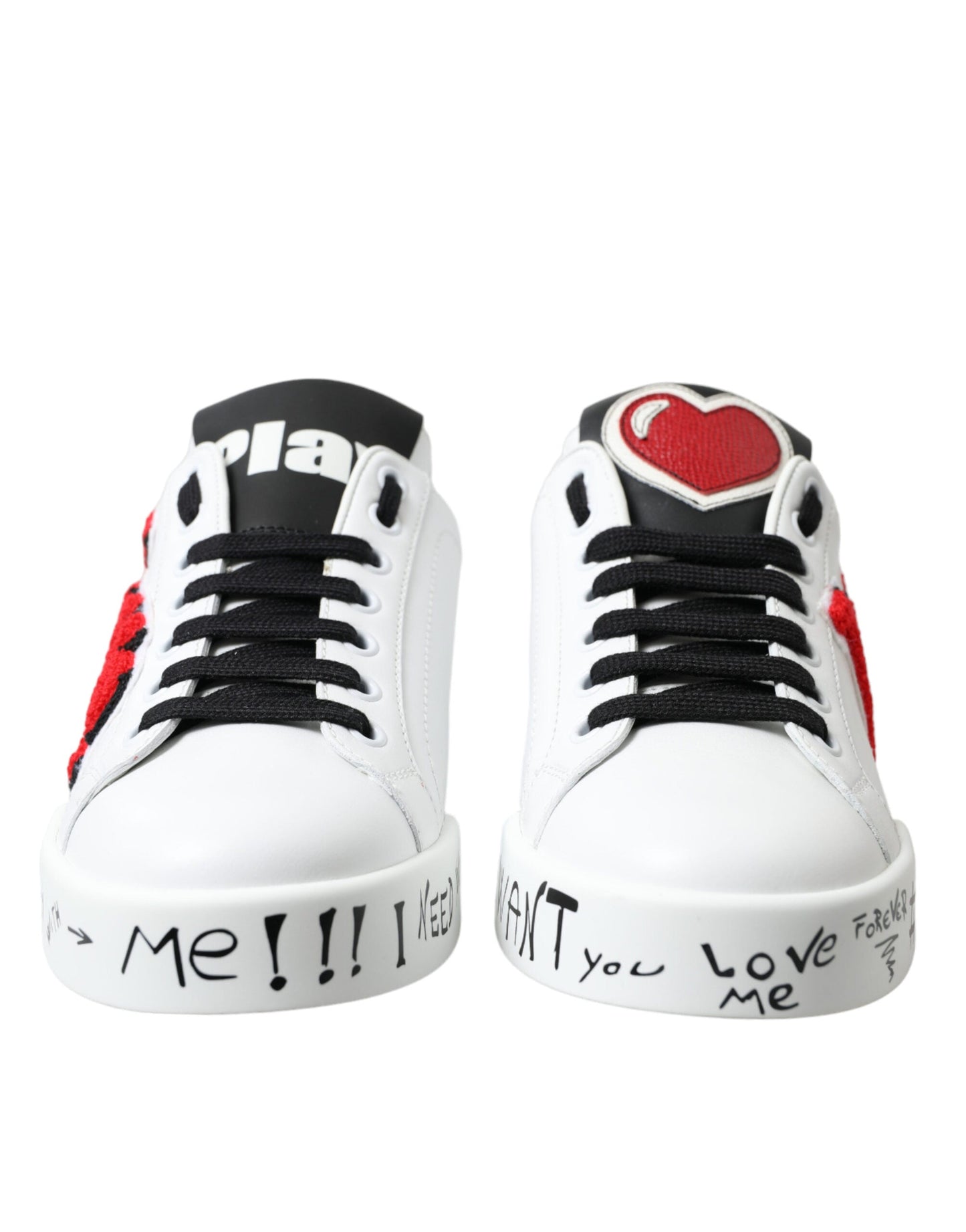 Dolce & Gabbana White Love Patch Portofino Classic Sneakers Women's Shoes