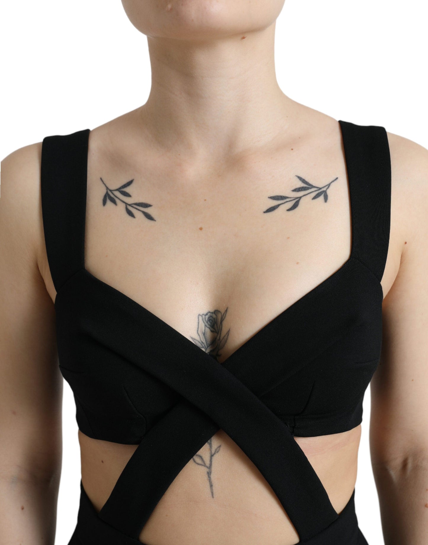 Dolce & Gabbana Black Cut Out Sleeveless Bodycon Midi Women's Dress