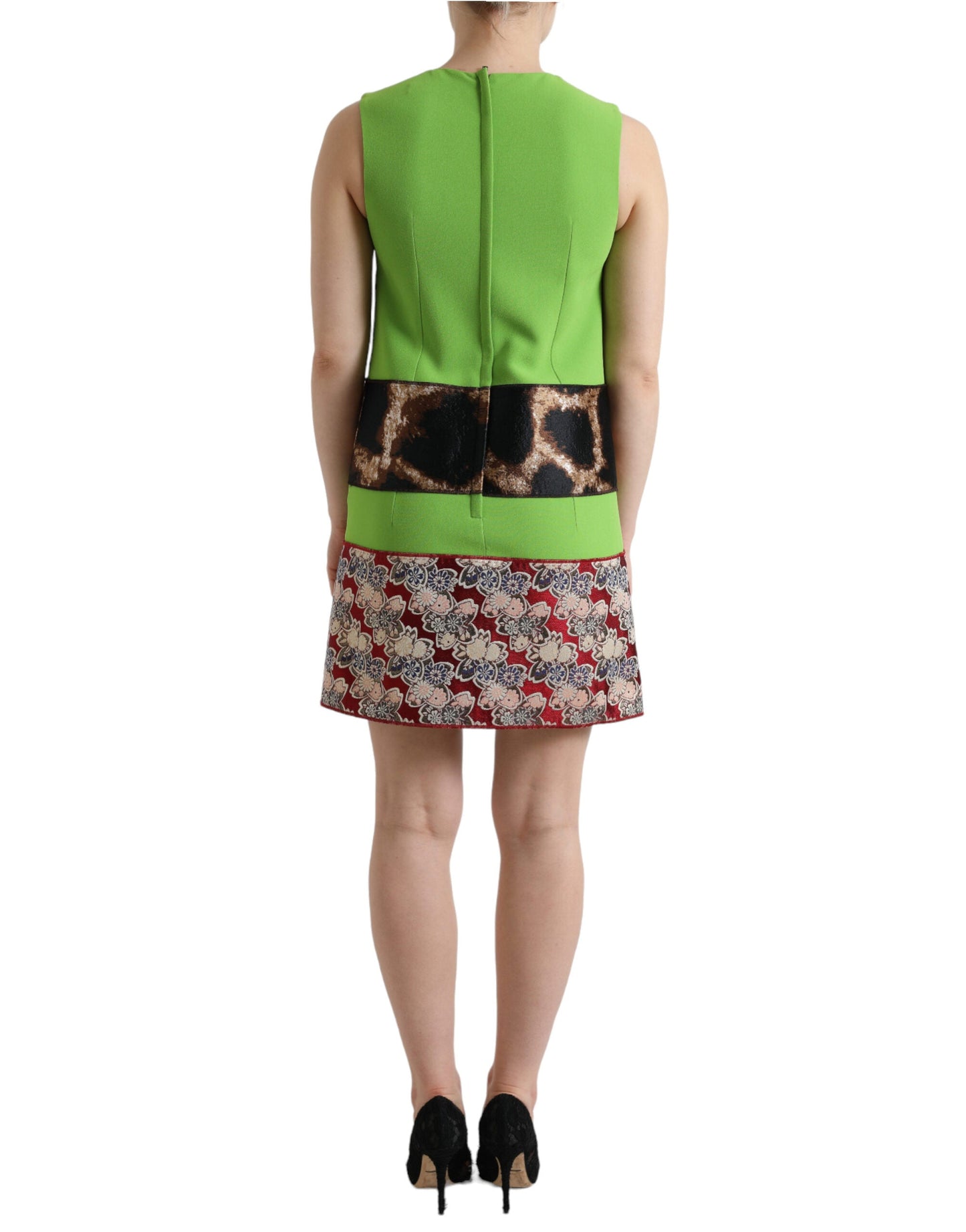 Dolce & Gabbana Apple Green Sleeveless Panelled Shift Women's Dress