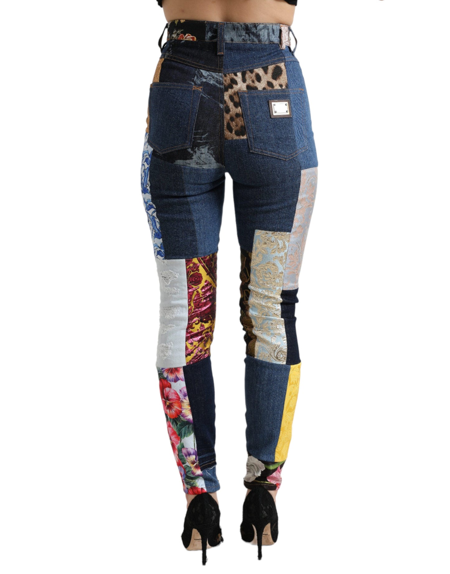 Dolce & Gabbana Multicolor Patchwork GRACE Skinny Denim Women's Jeans