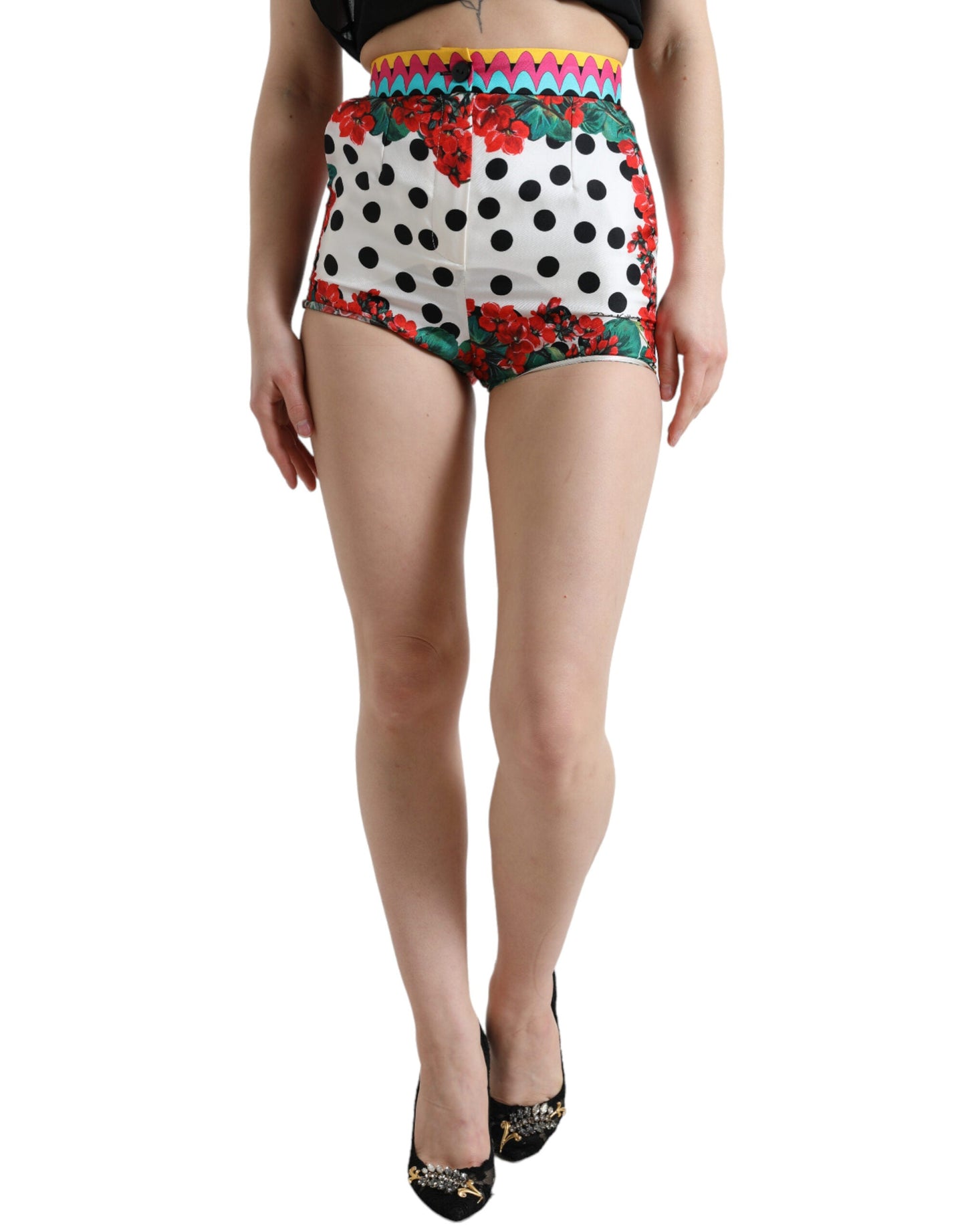 Dolce & Gabbana Multicolor Floral Polka Dot Hot Pants Women's Shorts