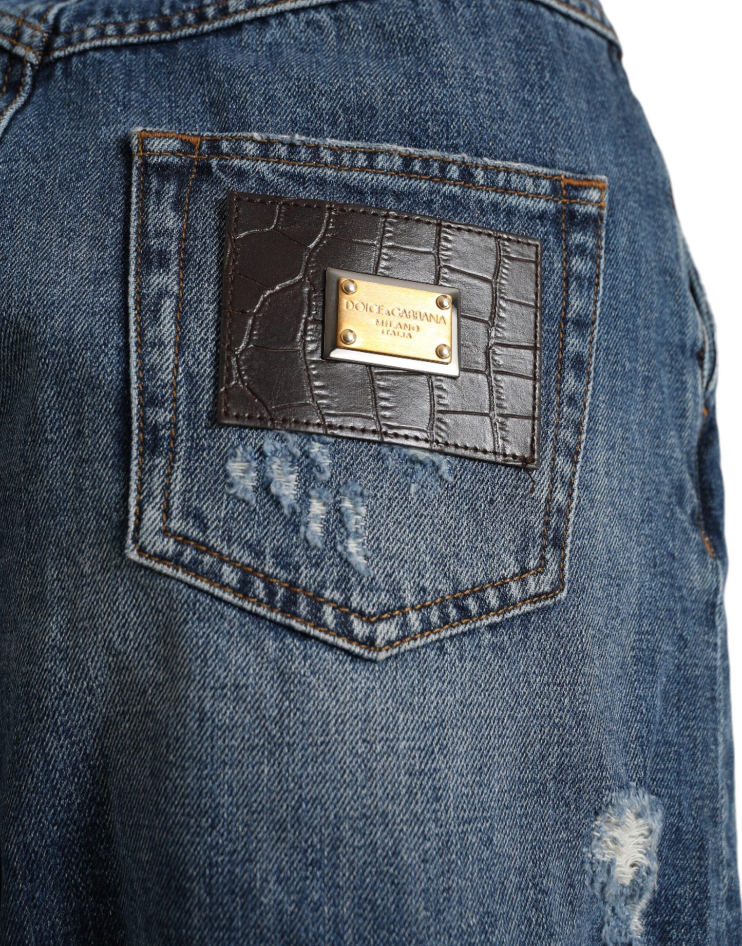 Dolce & Gabbana Blue Cotton High Waist Denim Hot Pants Women's Shorts