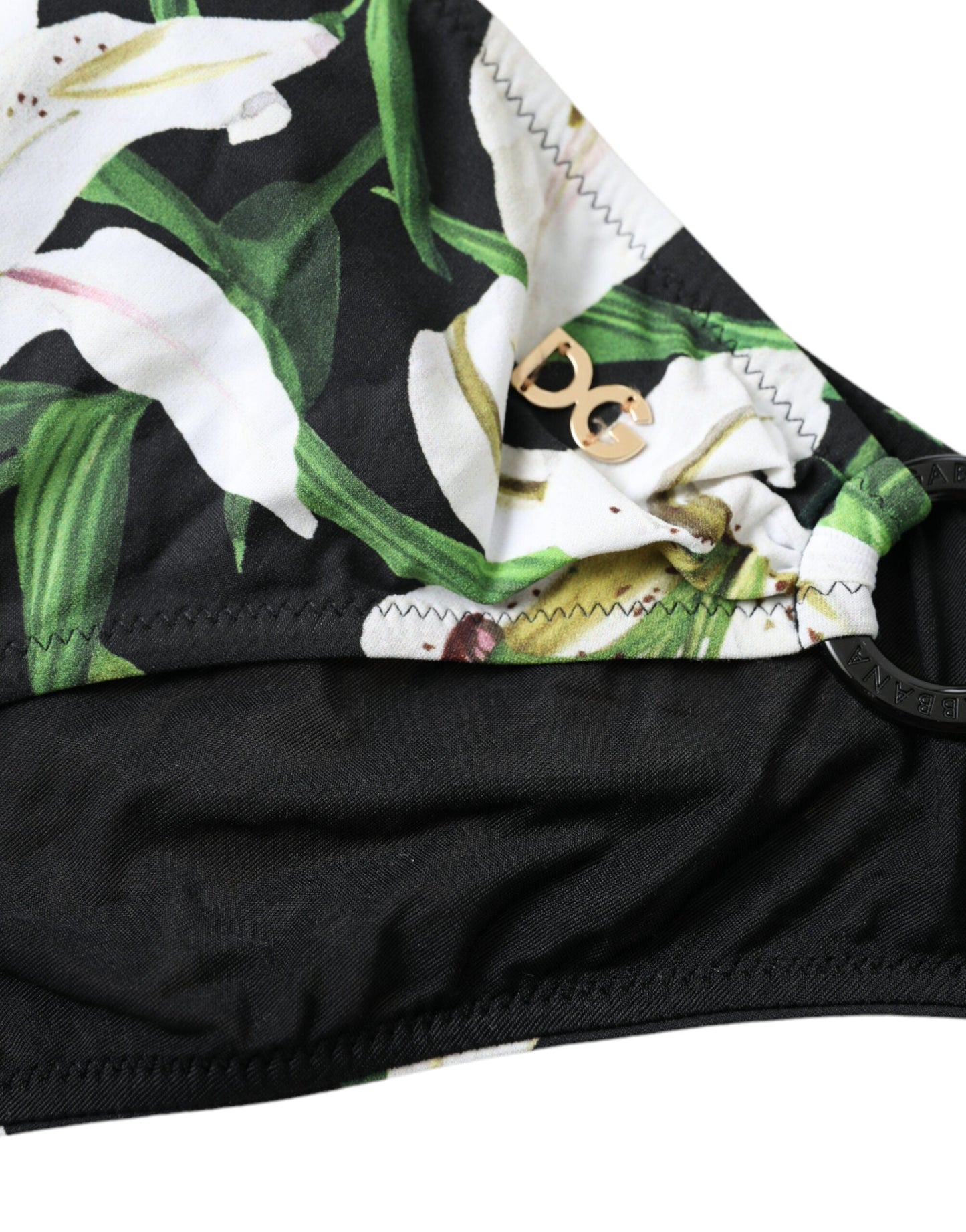 Dolce & Gabbana Black Lily Print Swimwear Bottom Beachwear Women's Bikini