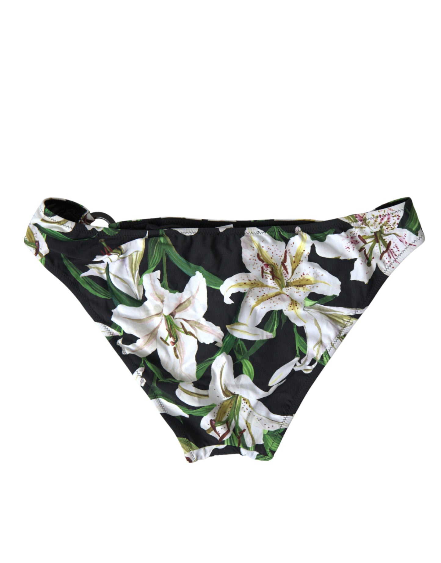 Dolce & Gabbana Black Lily Print Swimwear Bottom Beachwear Women's Bikini