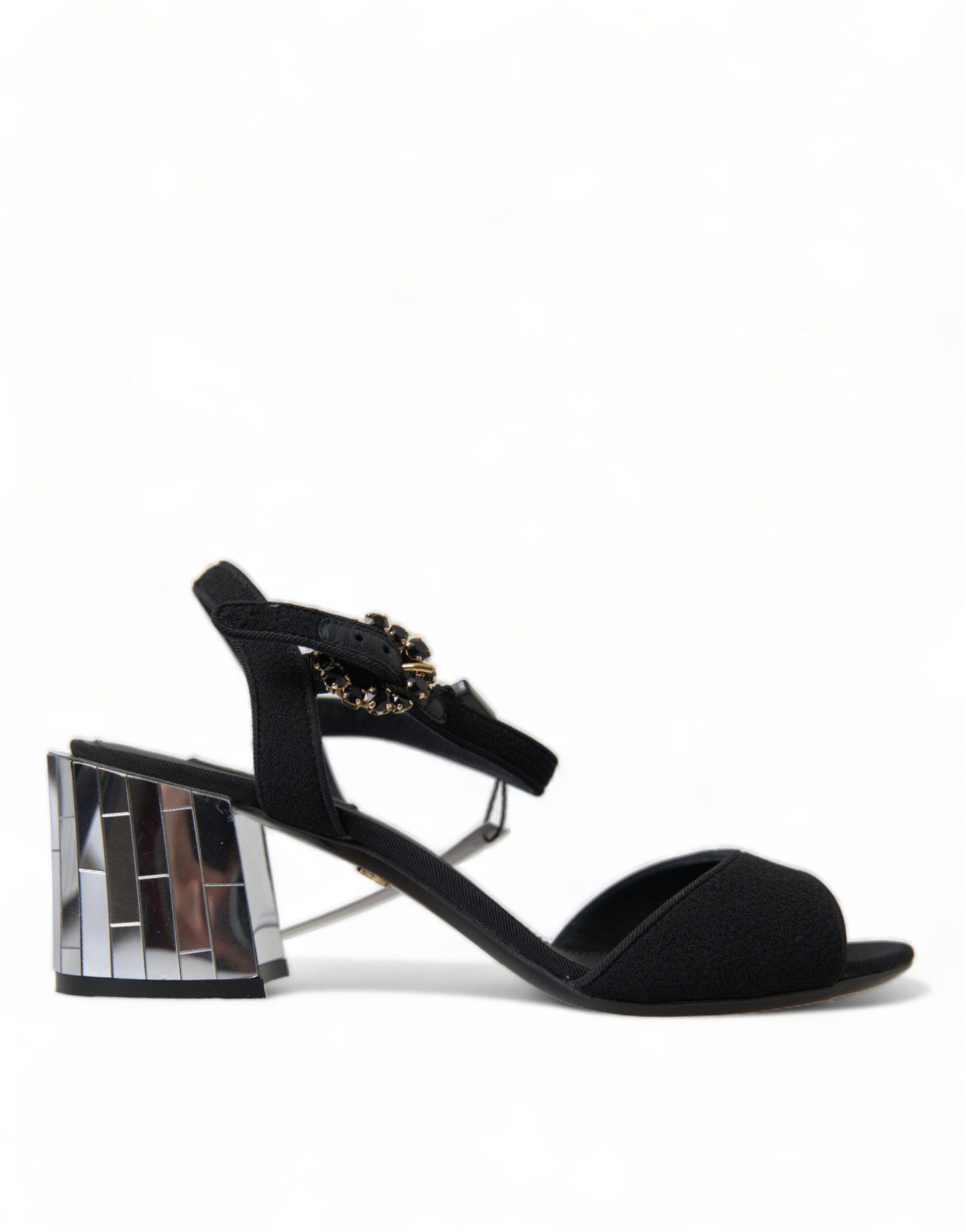 Dolce & Gabbana Black Crystals Ankle Strap Sandals Women's Shoes