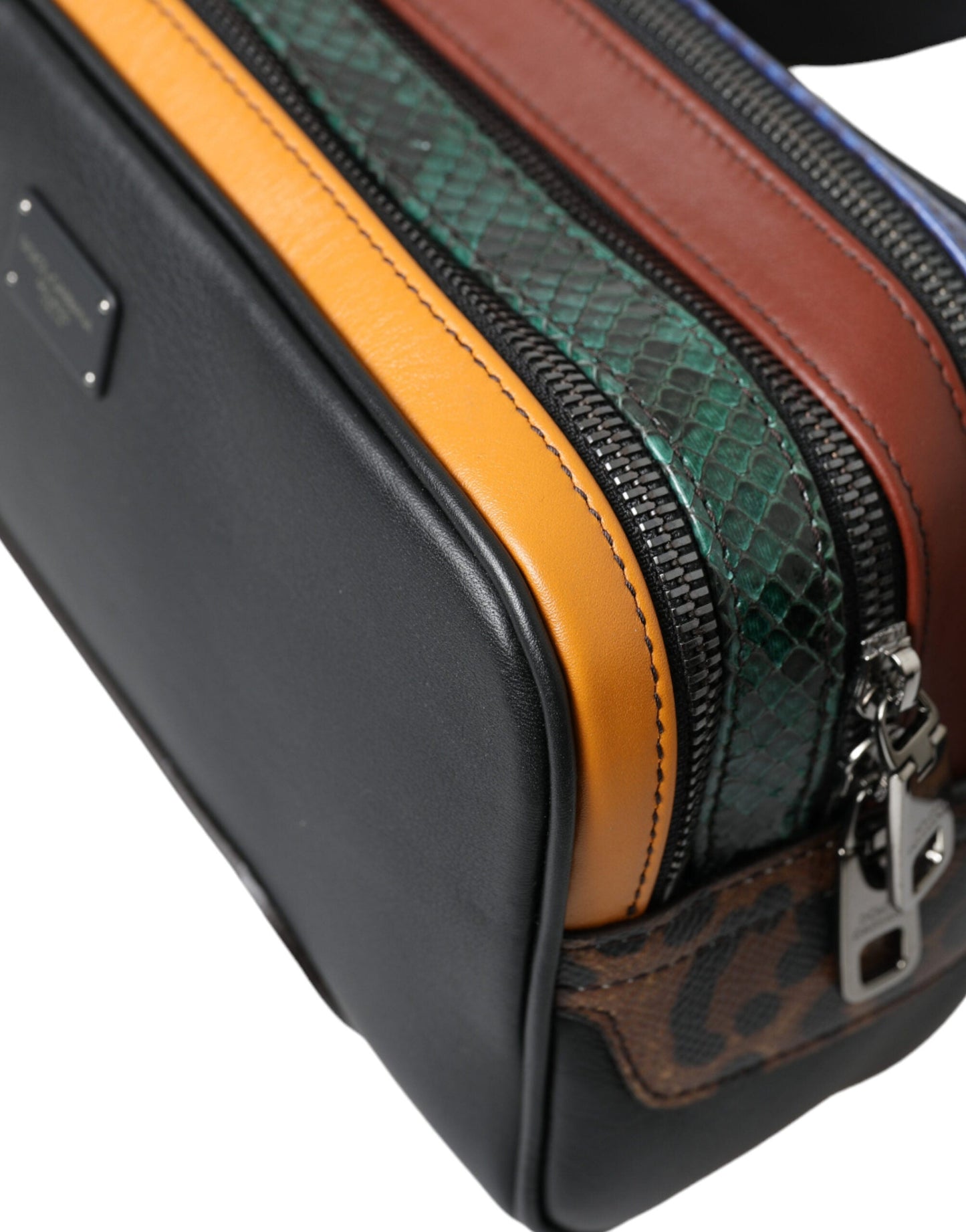 Dolce & Gabbana Black Exotic Leather Logo Belt Waist Fanny Pack Women's Bag