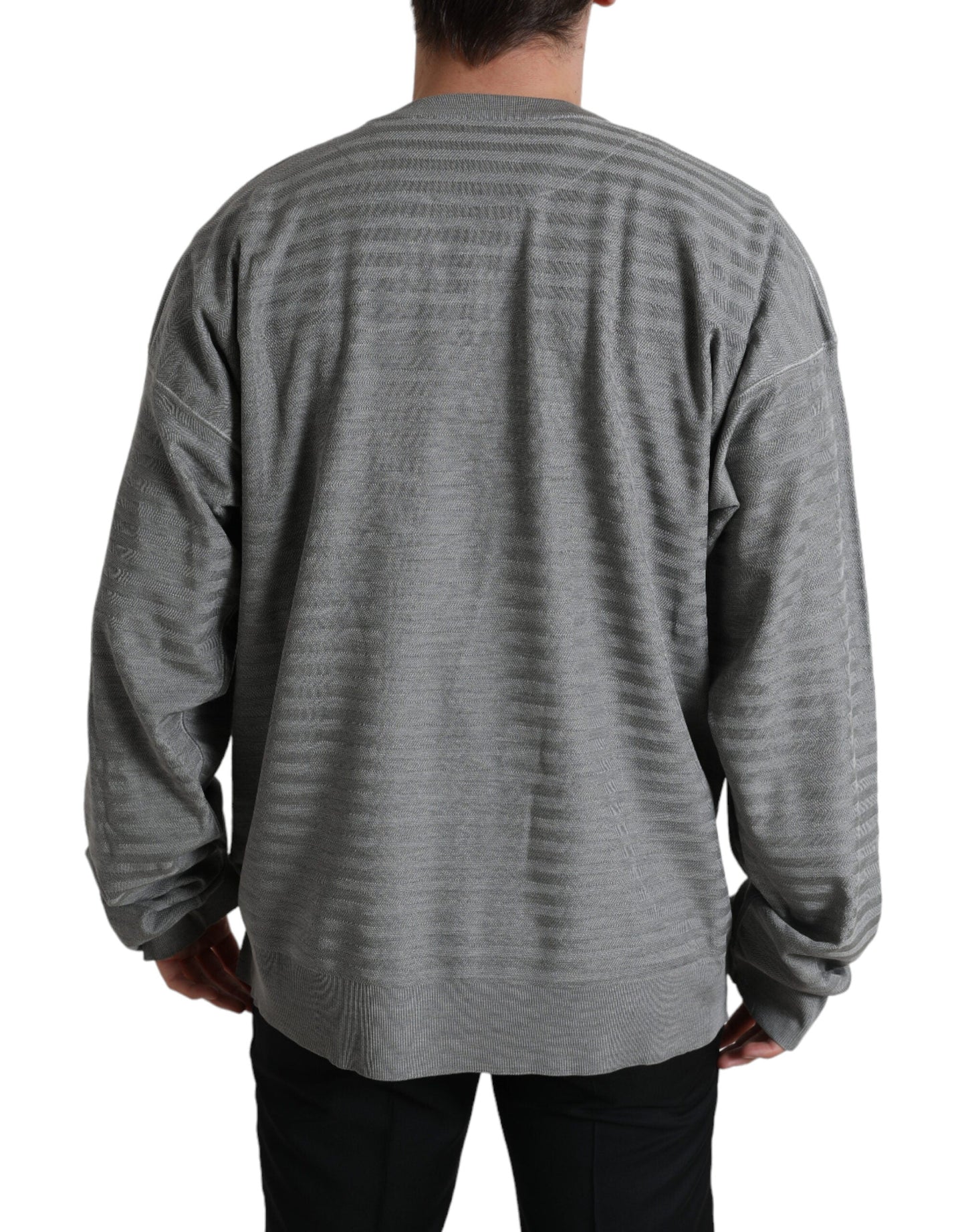 Dolce & Gabbana Gray Crewneck Pullover Silk Top Men's Sweater