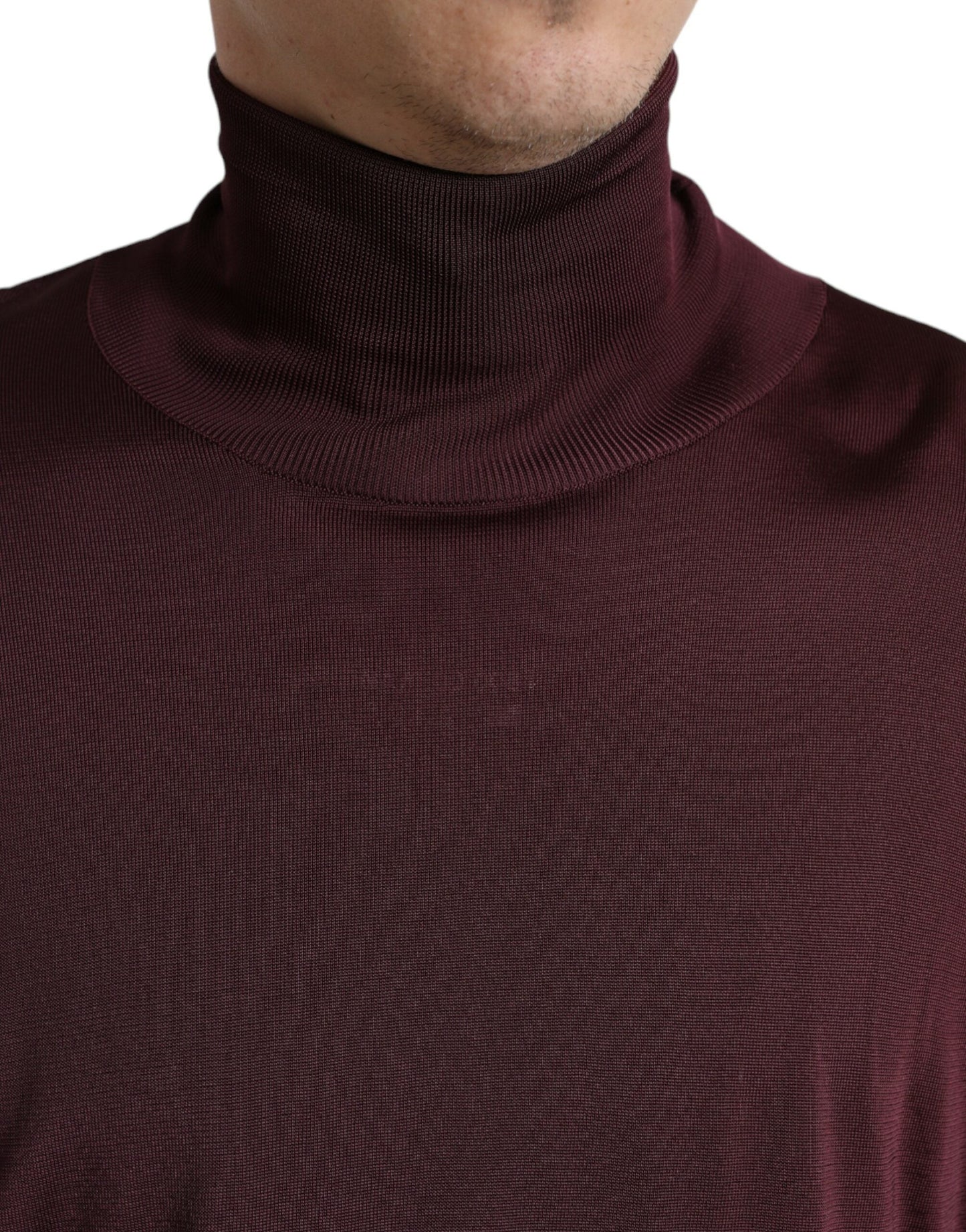 Dolce & Gabbana Maroon Viscose Turtleneck Pullover Men's Sweater