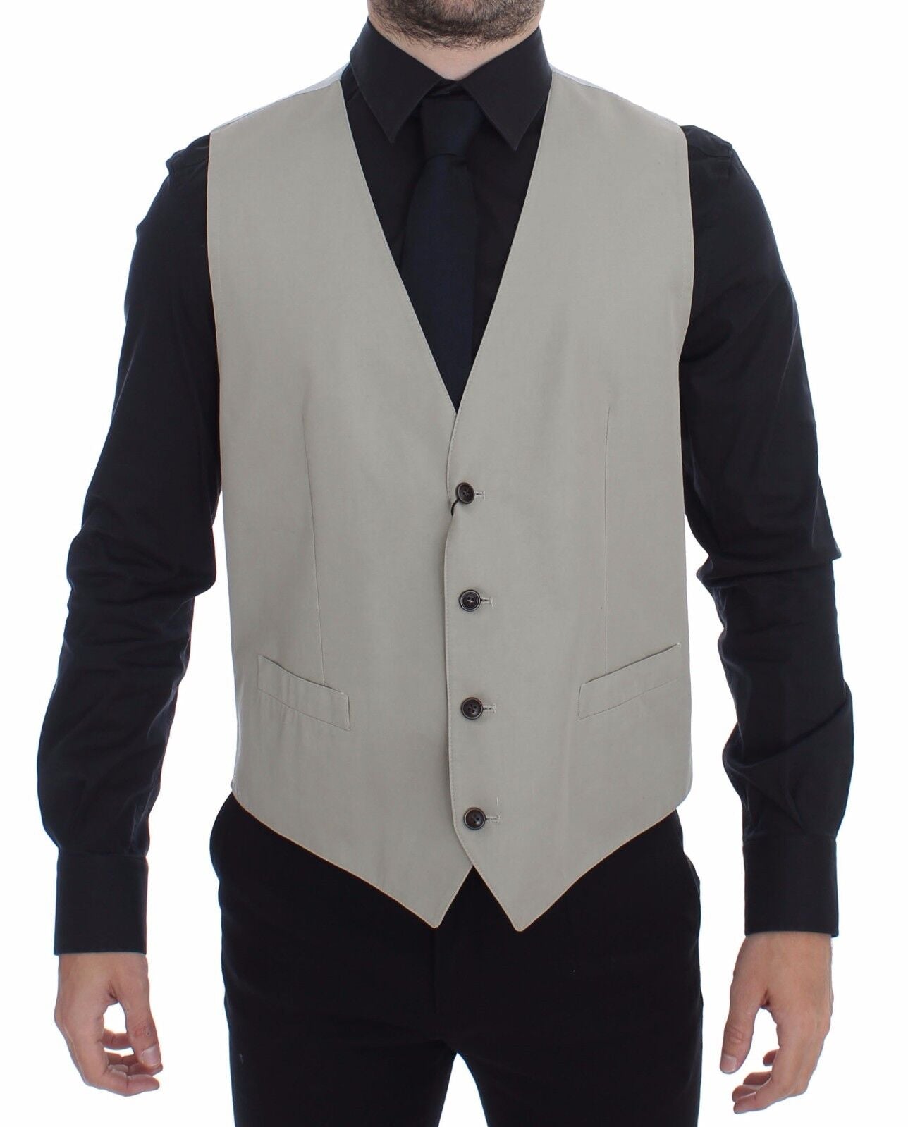 Dolce & Gabbana Beige Cotton Silk Blend Dress Vest Men's Blazer