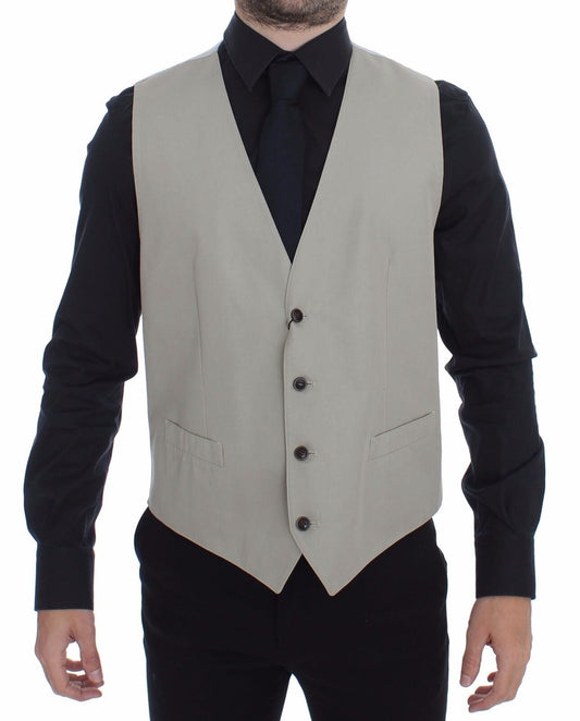 Dolce & Gabbana Beige Cotton Silk Blend Dress Vest Men's Blazer