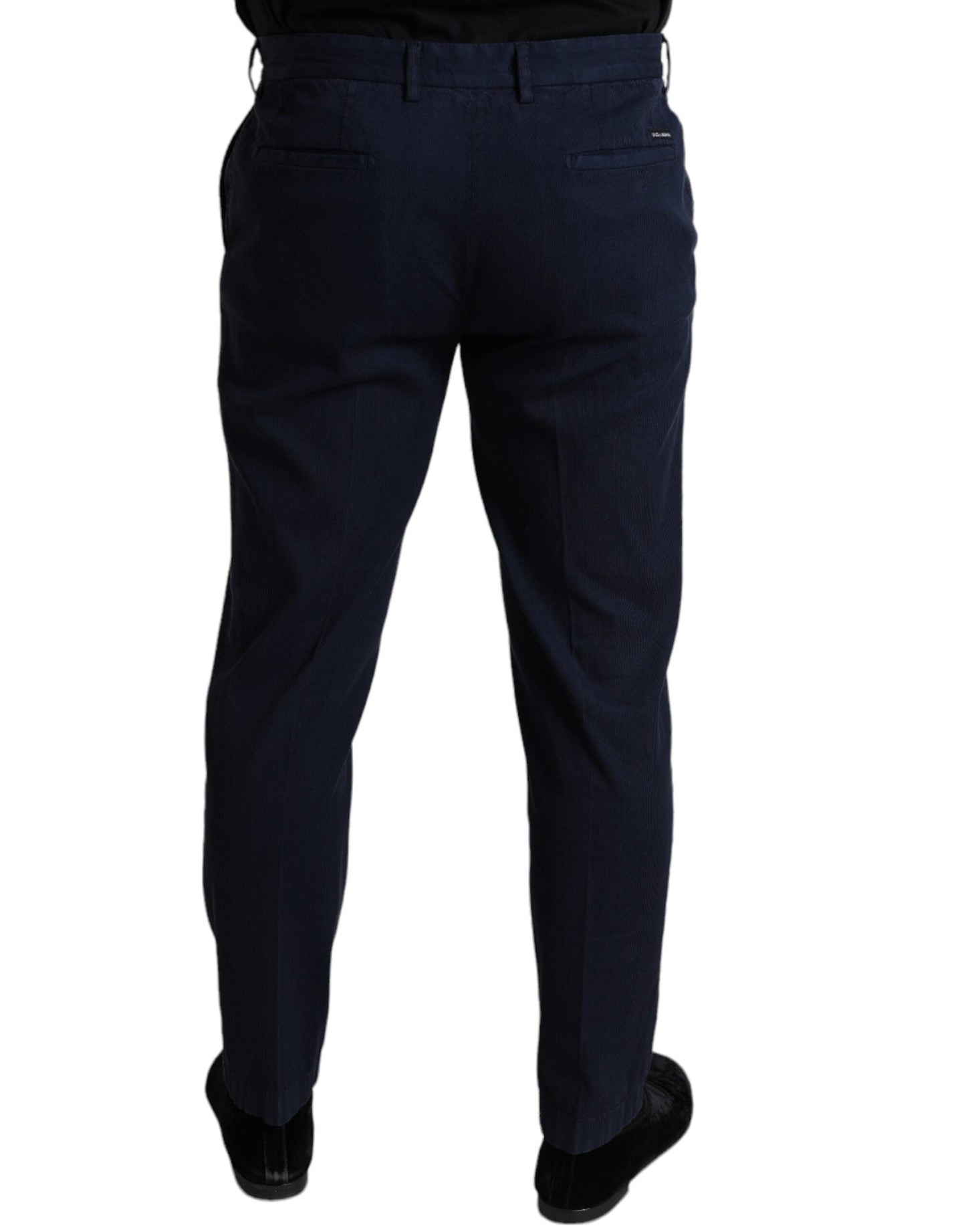 Dolce & Gabbana Dark Blue Cotton Stretch Slim Fit Dress Men's Pants