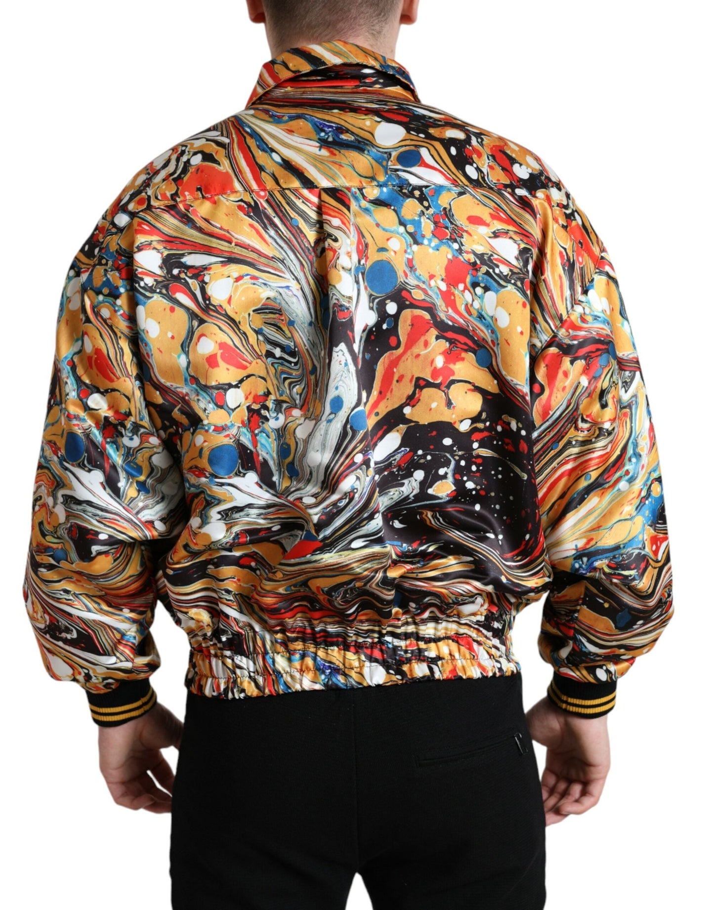 Dolce & Gabbana Multicolor Abstract Polyester Bomber Men's Jacket