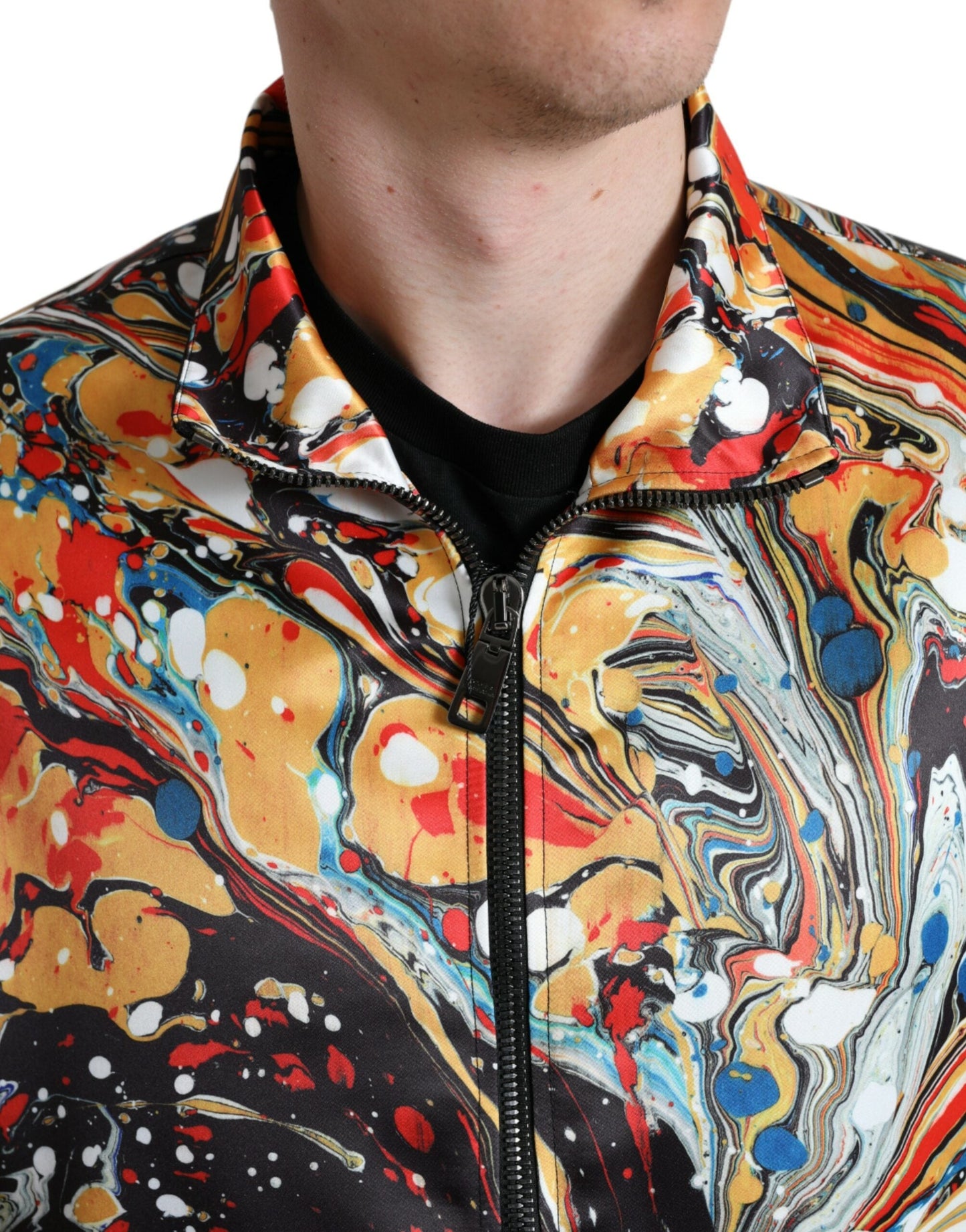 Dolce & Gabbana Multicolor Abstract Polyester Bomber Men's Jacket