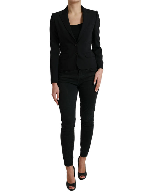 Dolce & Gabbana Black Wool Single Breasted Blazer Coat Women's Jacket