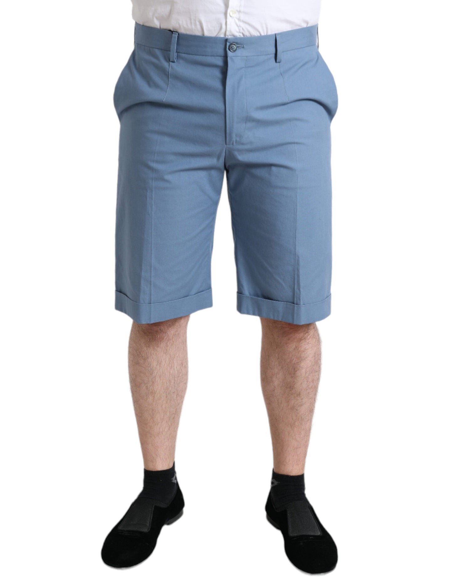 Dolce & Gabbana Sky Blue Cotton Folded Hem Men Bermuda Men's Shorts
