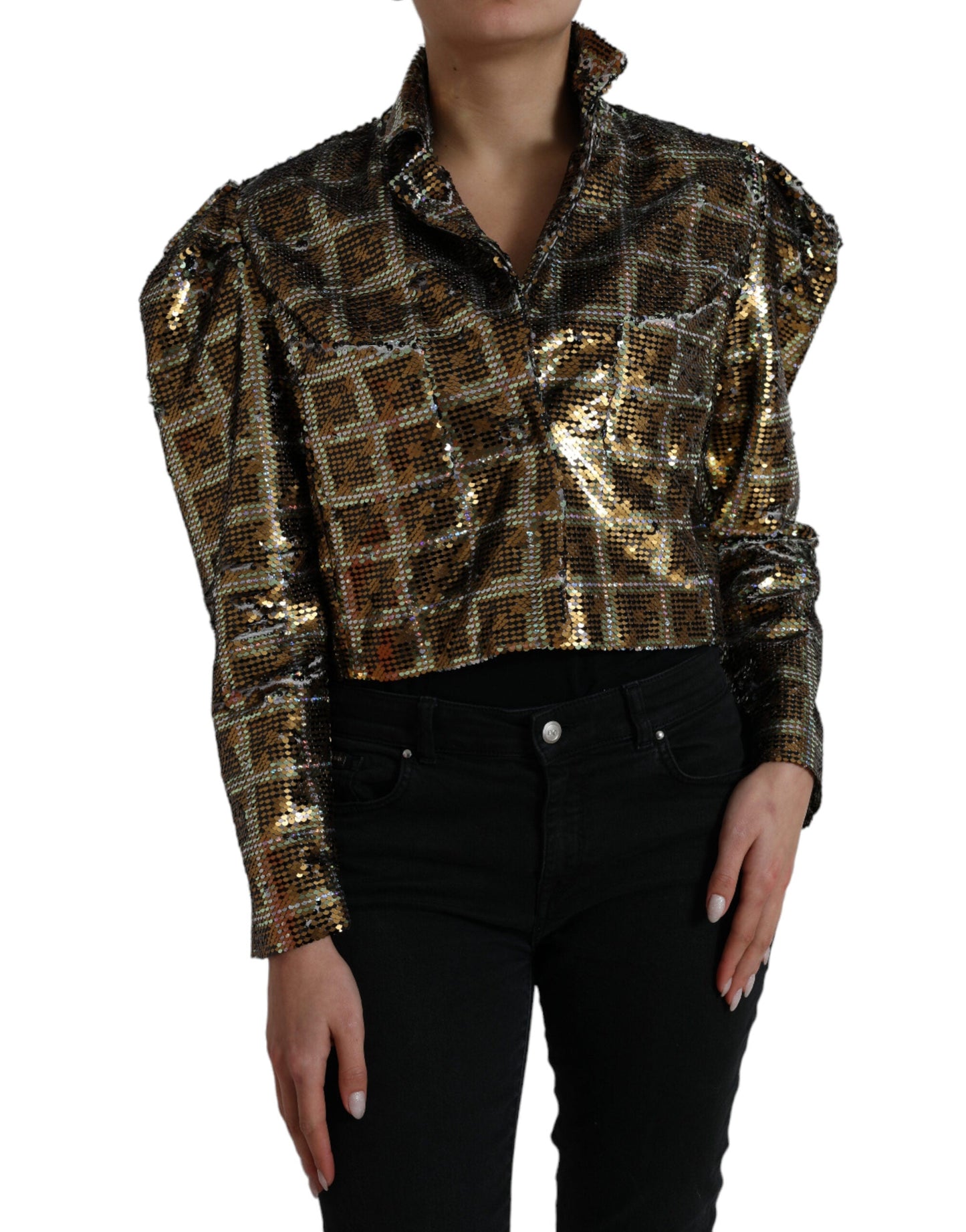 Dolce & Gabbana Multicolor Polyester Sequined Cropped Women's Jacket