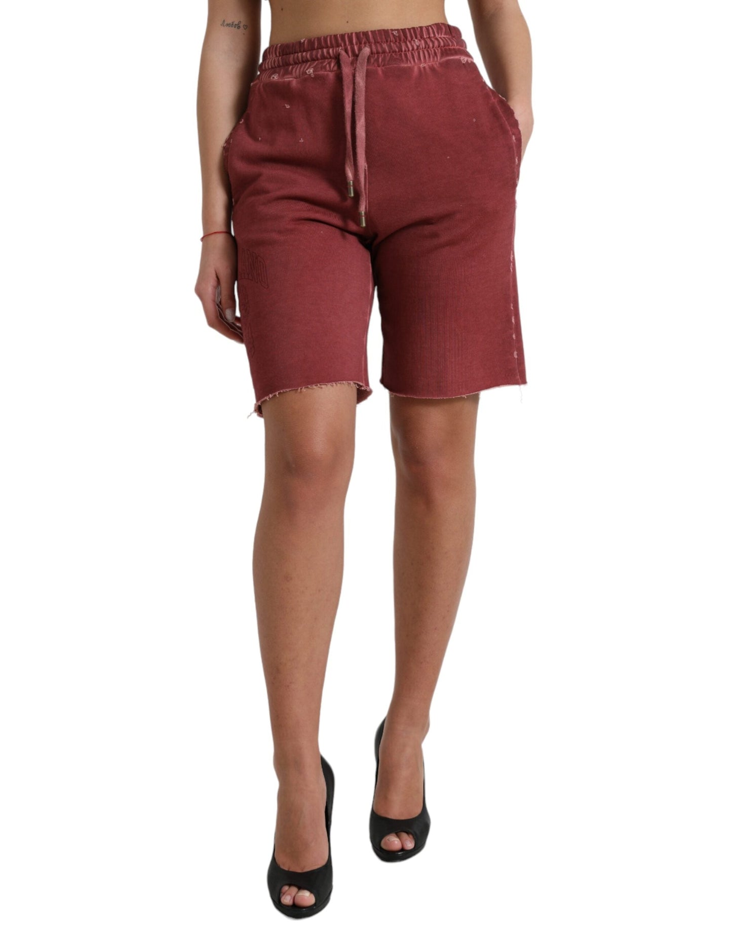 Dolce & Gabbana Maroon Cotton High Waist SweatWomen's Women's Shorts
