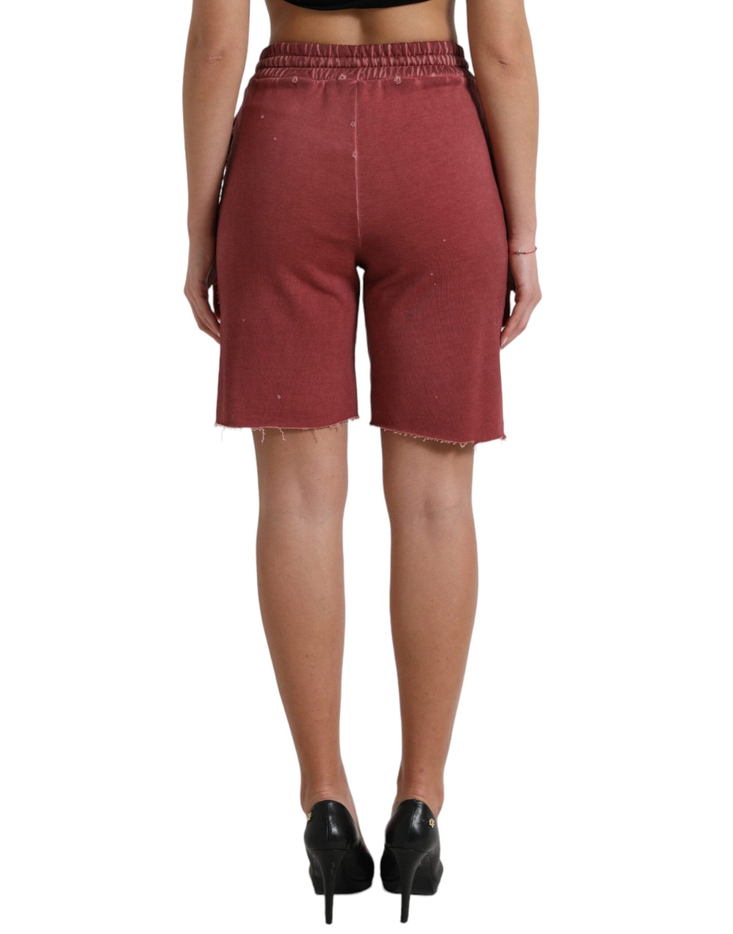 Dolce & Gabbana Maroon Cotton High Waist SweatWomen's Women's Shorts