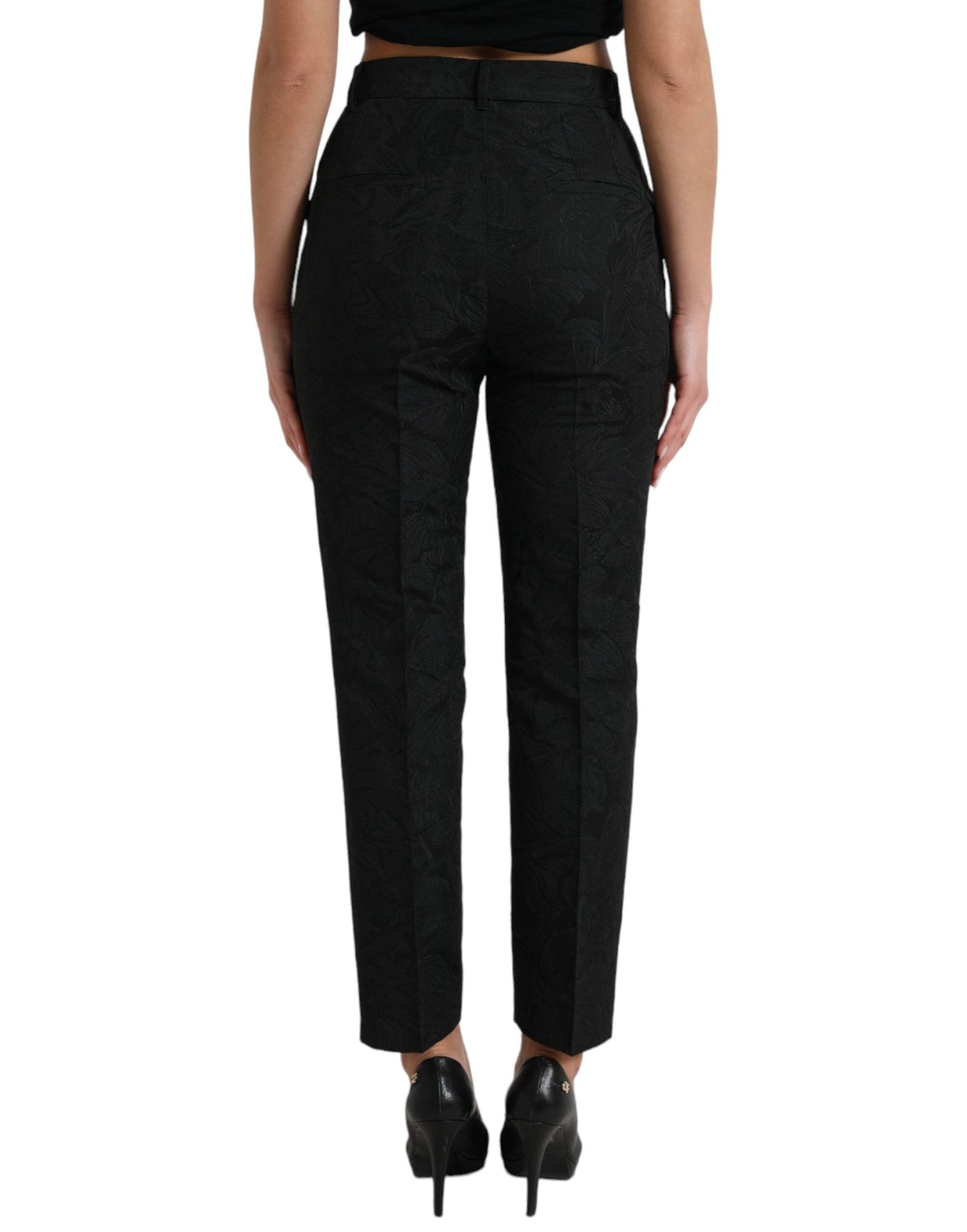 Dolce & Gabbana Black Polyester High Waist Tapered Women's Pants