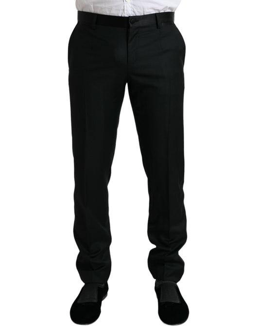Dolce & Gabbana Black Wool Slim Fit Formal Trouser Dress Men's Pants