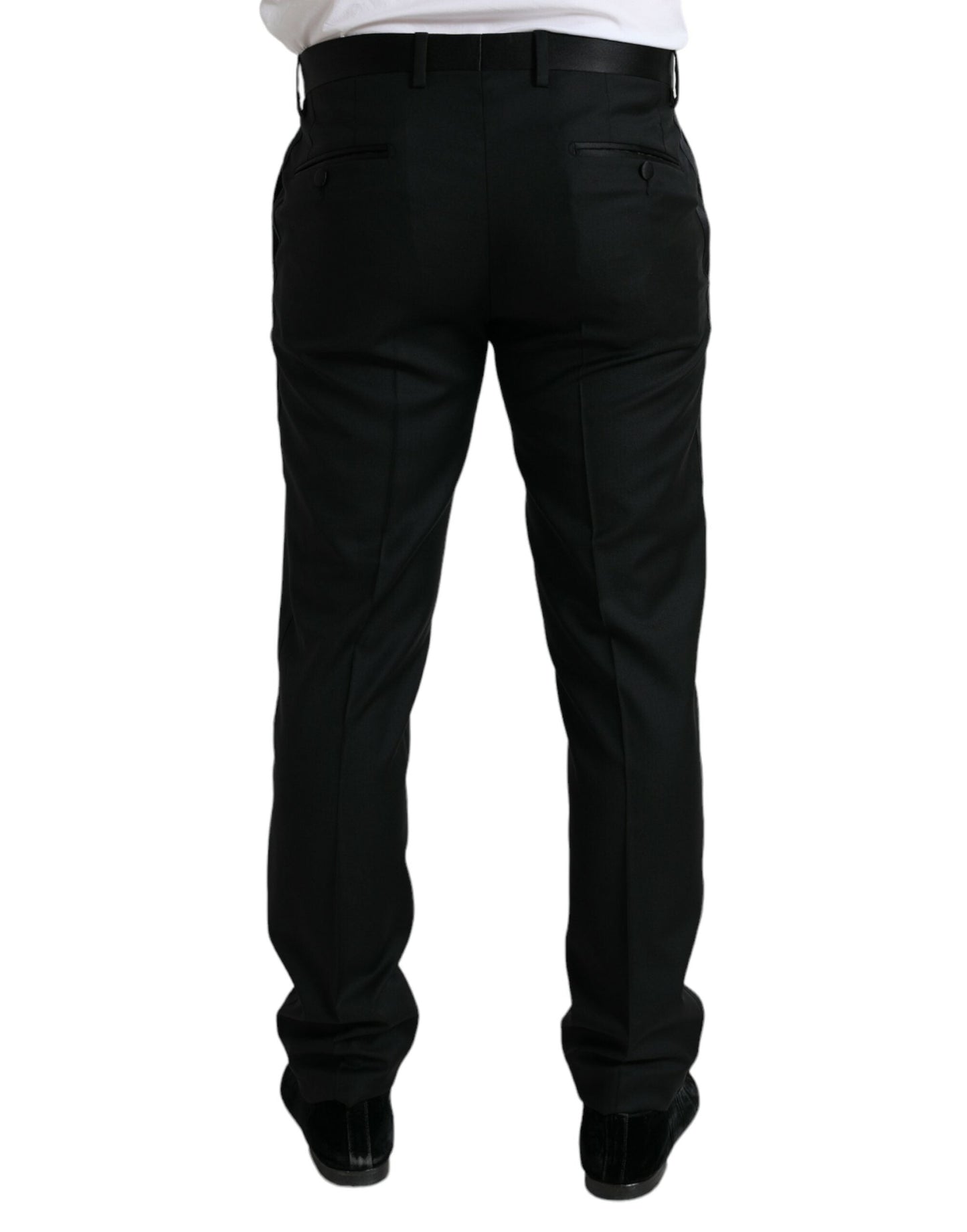 Dolce & Gabbana Black Wool Slim Fit Formal Trouser Dress Men's Pants
